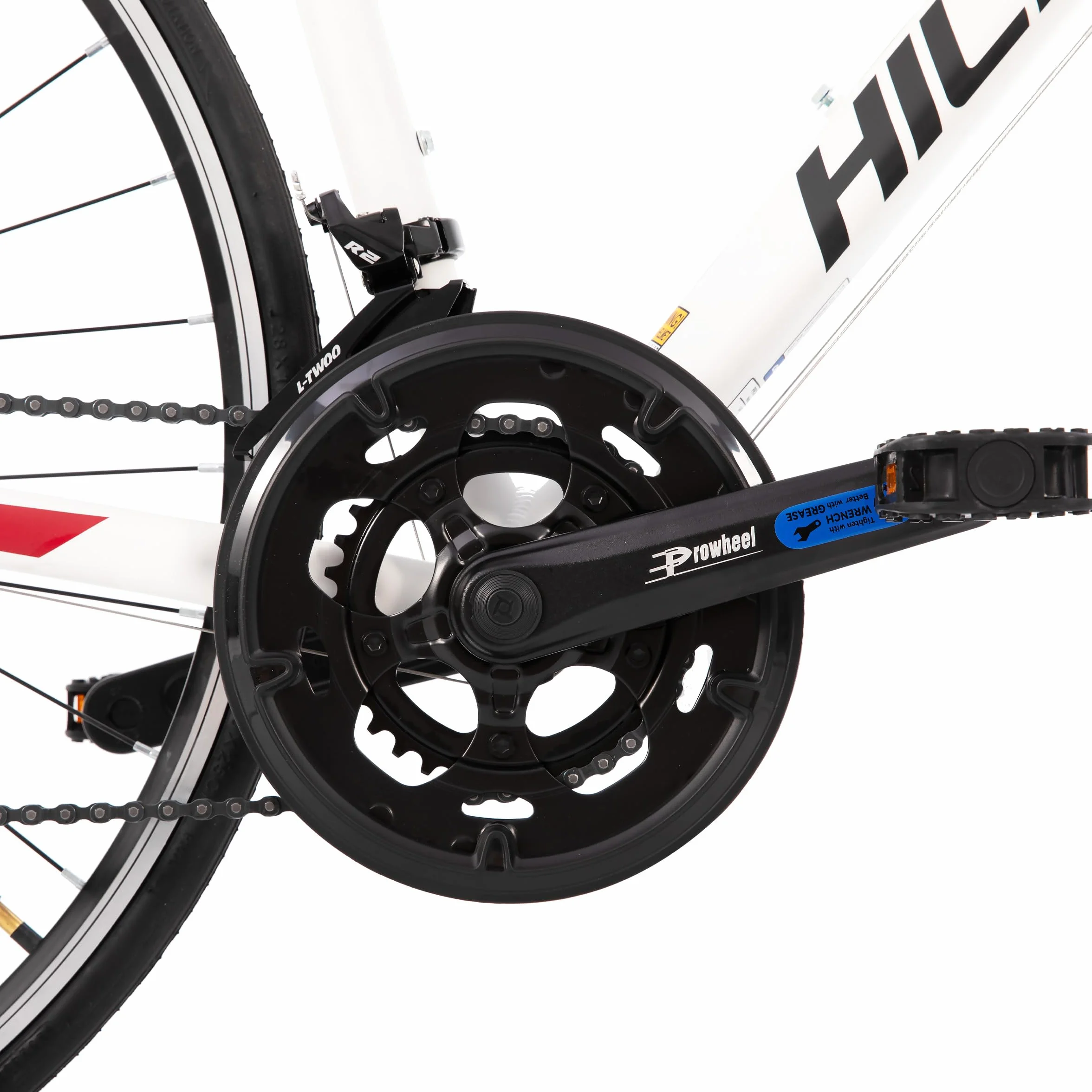 HILAND Vélo de course 28″ cadre aluminium 700C 14 vitesses noir/blanc