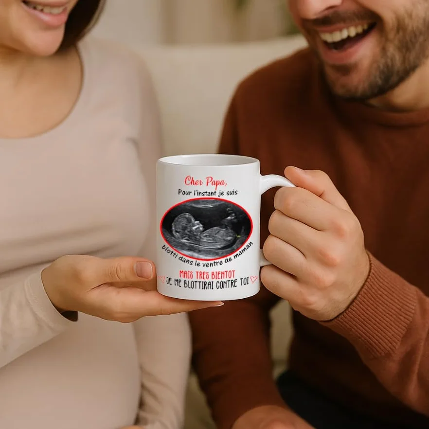Mug personnalisé échographie 325mL cadeau grossesse original futur papa annonce bébé naissance