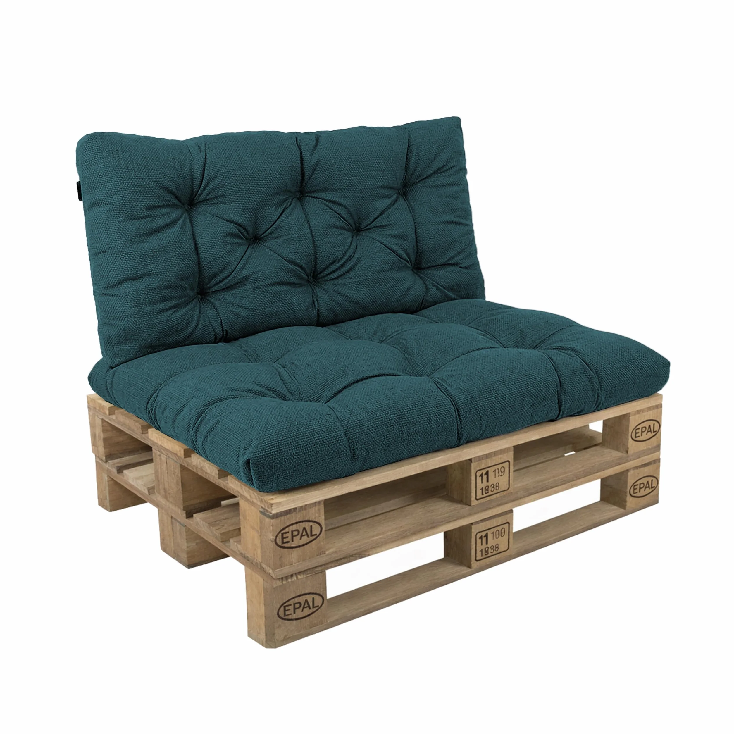 Coussins Matelassé pour Palettes Euro 120x60cm Assise Dossier Mousse Formée à Froid Vert foncé