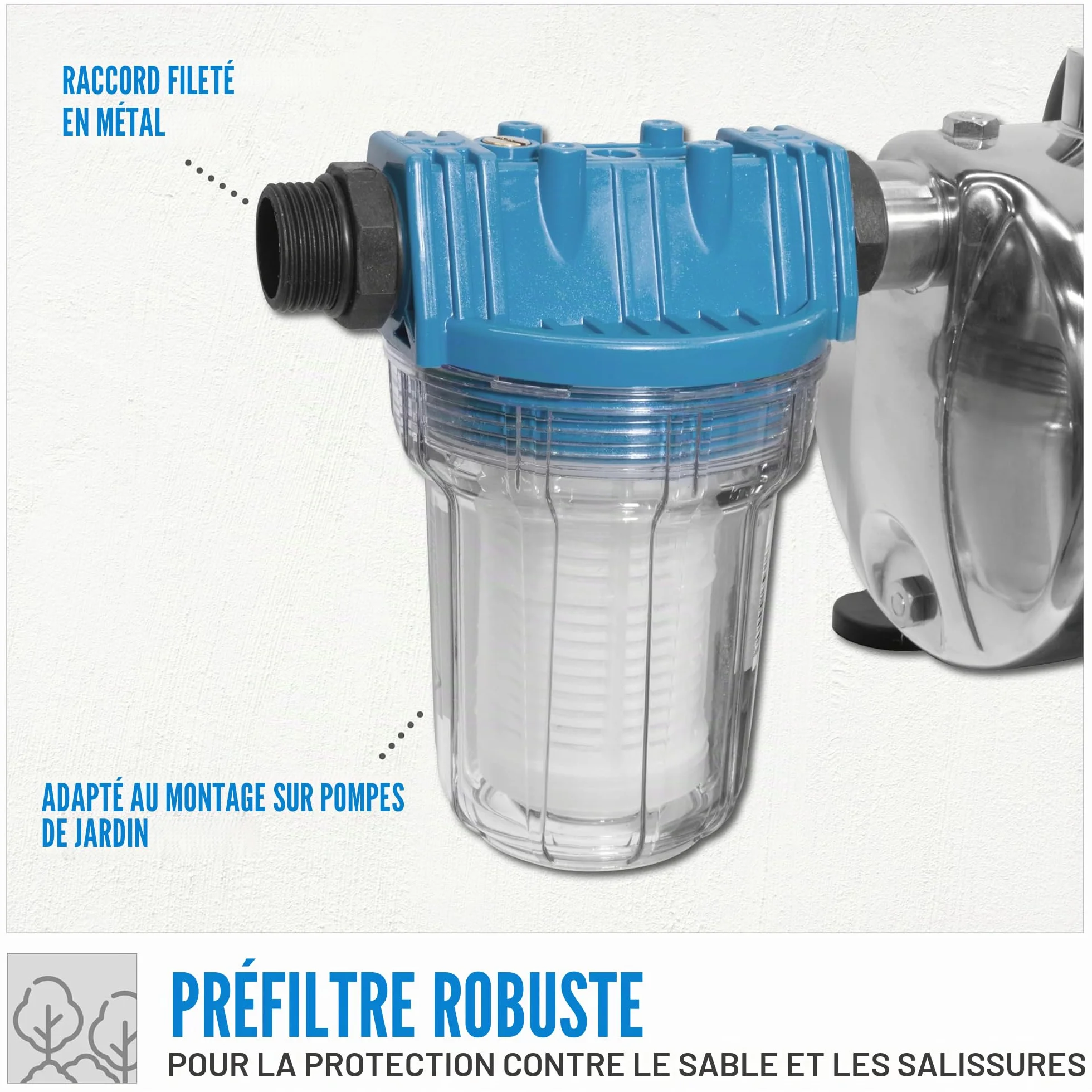 Güde Filtre à eau type A 1" 5,5 bar cartouche filtrante lavable