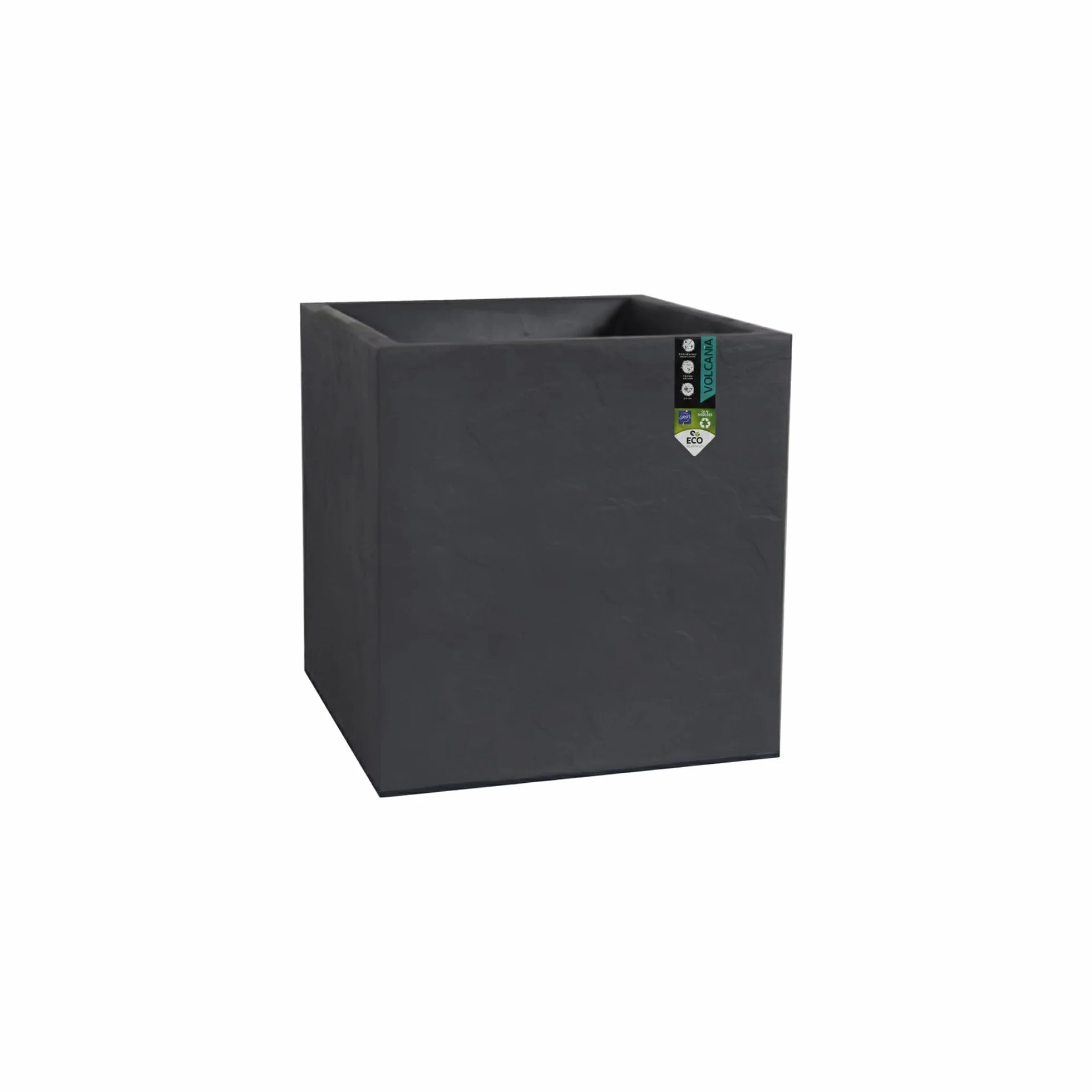 Pot Carré Volcania 31 L 40 cm Imitation Pierre Gris Anthracite 39,5 x 39,5 x 43,5 cm