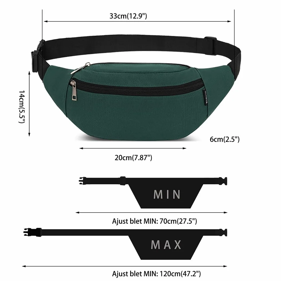 Sacs Banane Ville De Sécurité pour Voyage Randonnée Homme Femme, ACS de Sport Vélo à Dos Waist Fanny Pack Running Outdoor Sport de Randonnée (Vert)