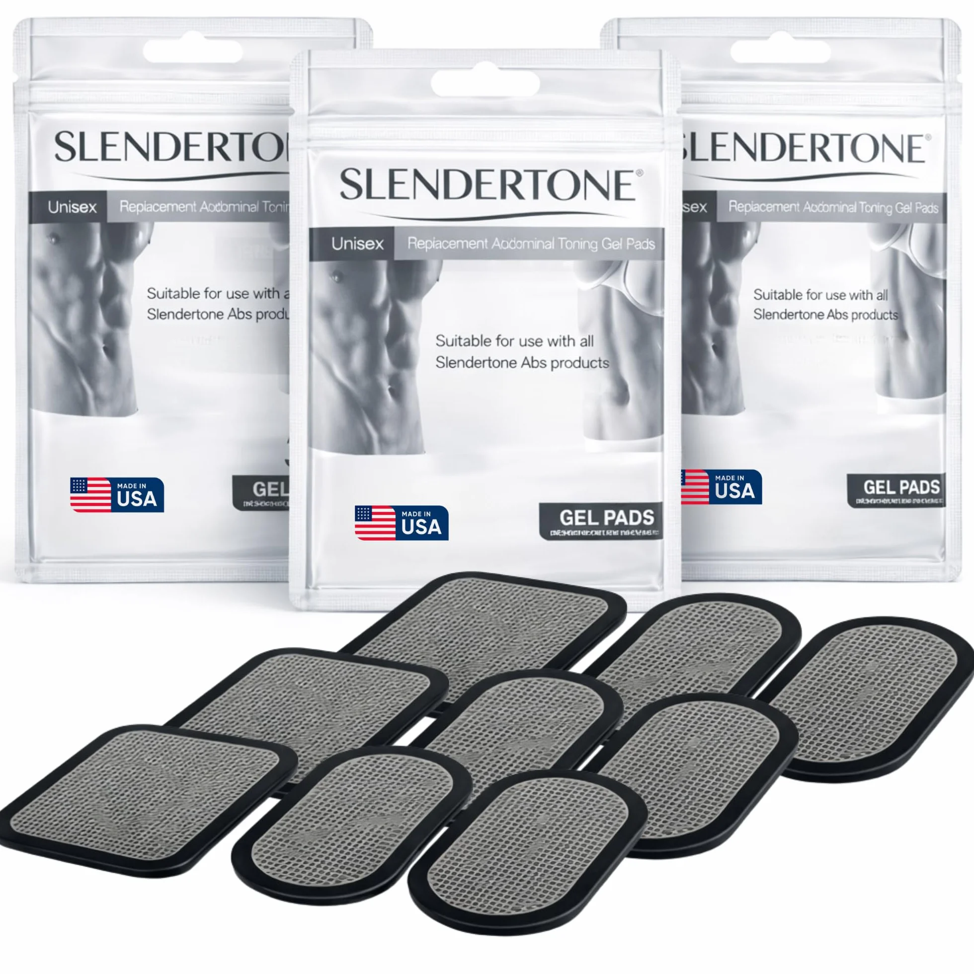 Slendertone - 0706-9631 - Jeux d’électrodes toutes ceintures Set de 3 x 3 patchs de gel - Noir