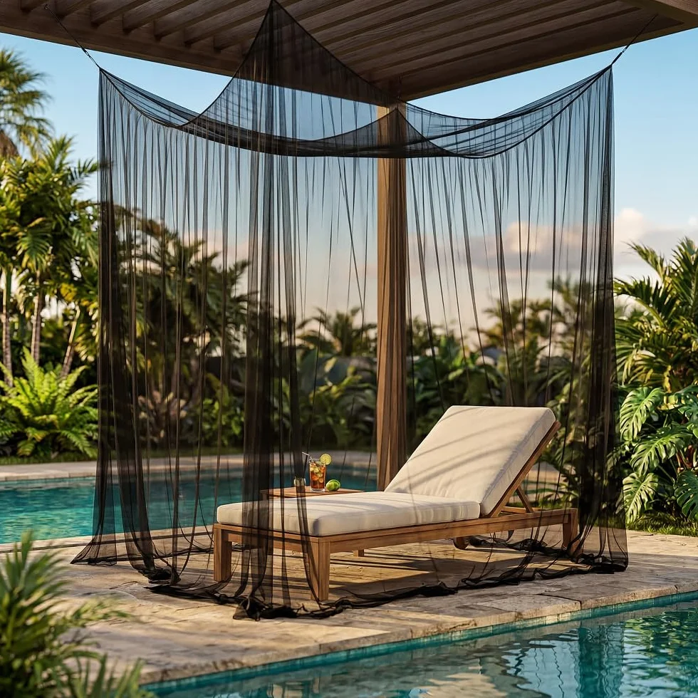 Moustiquaire Extérieur XXL Noir 300x300x250 cm, 220 Mailles Filet Anti-Moustiques Respirant, Moustiquaire Pergola 3x3 pour Jardin Terrasse Balcon Et Camping