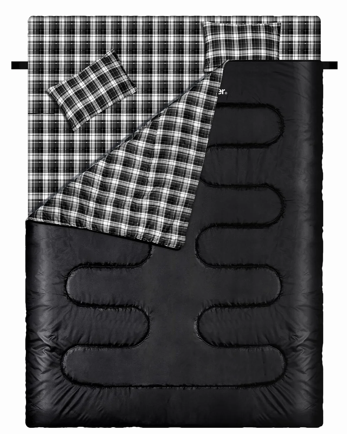 Sportneer Sac de couchage double extérieur 2 personnes 3 saisons 220 x 150 cm 2,75 kg avec 2 oreillers