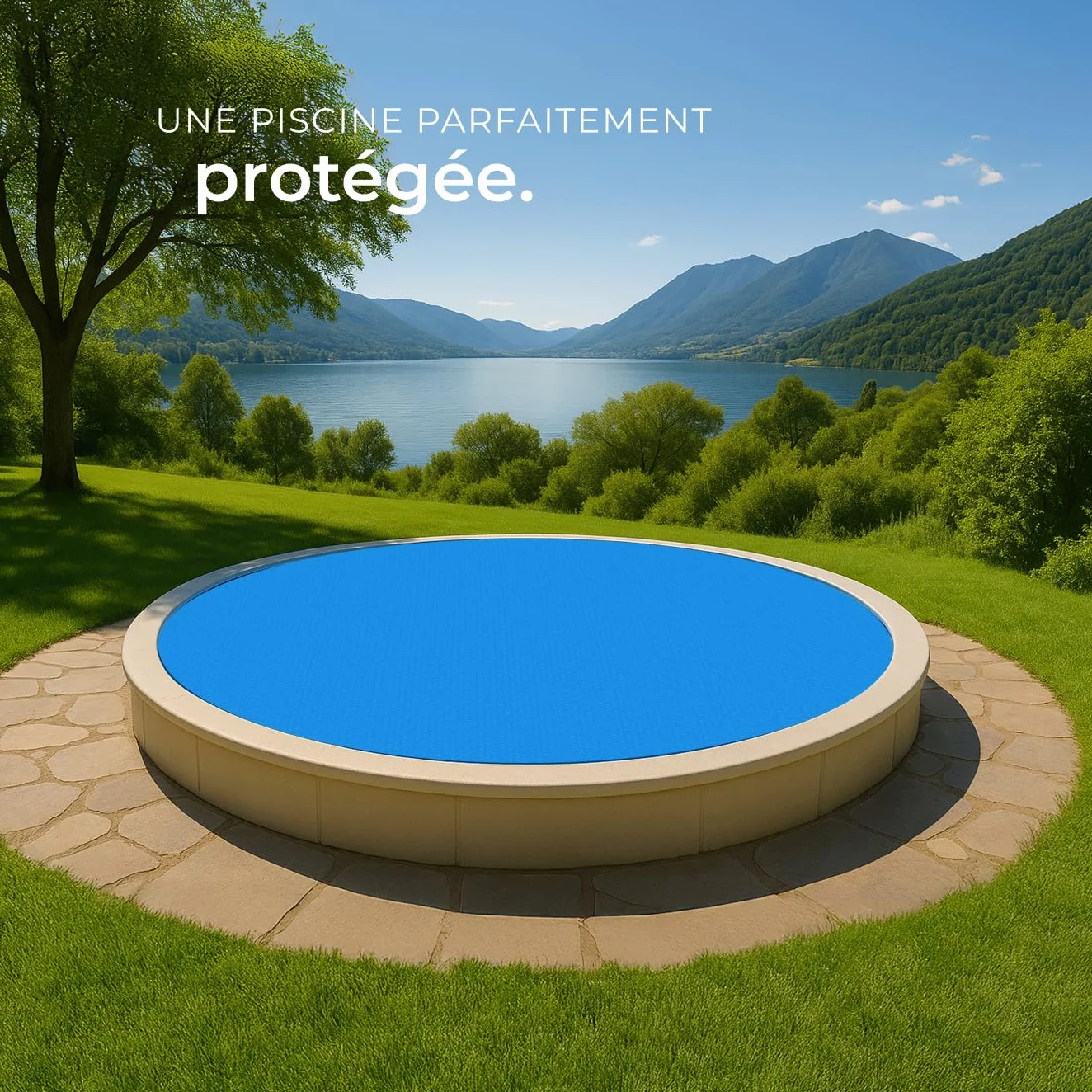 Tectake Bâche Chauffante Solaire Piscine Ronde Ø3,81m Bleu Protection Chauffage Piscine Hors Sol Spa