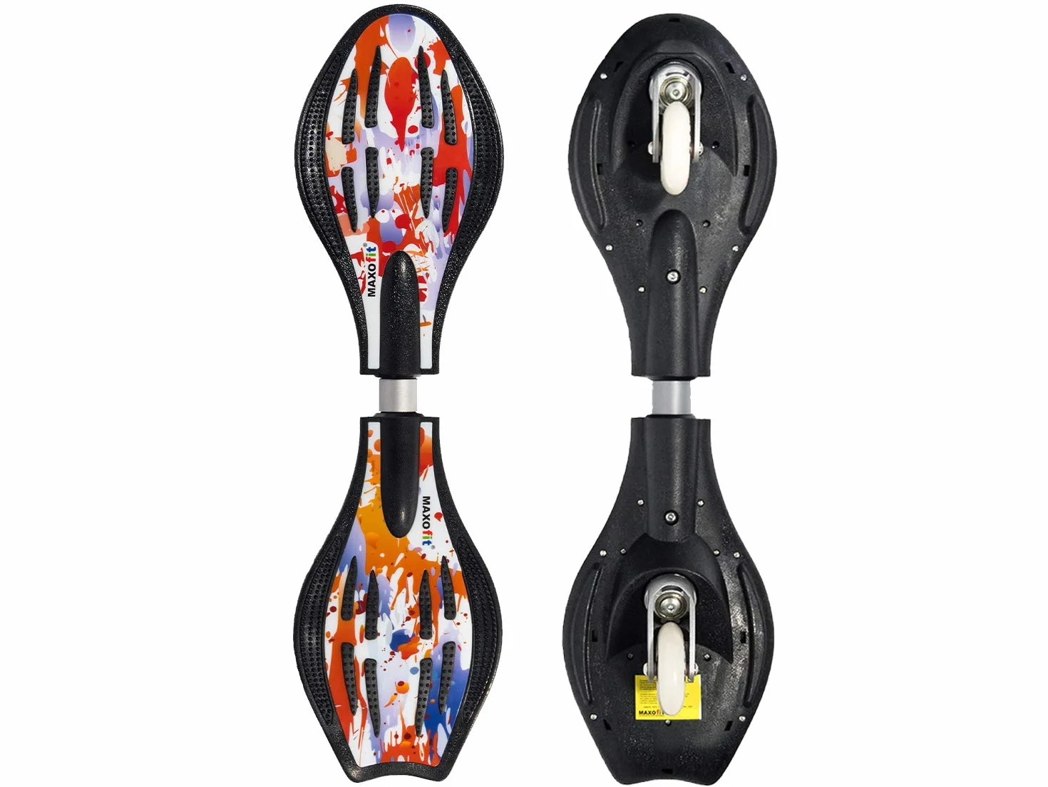 MAXOfit® Waveboard Mini « Fire », charge max. 100 kg , roues lumineuses et sac inclus - 72cm x 19,5cm x 11cm