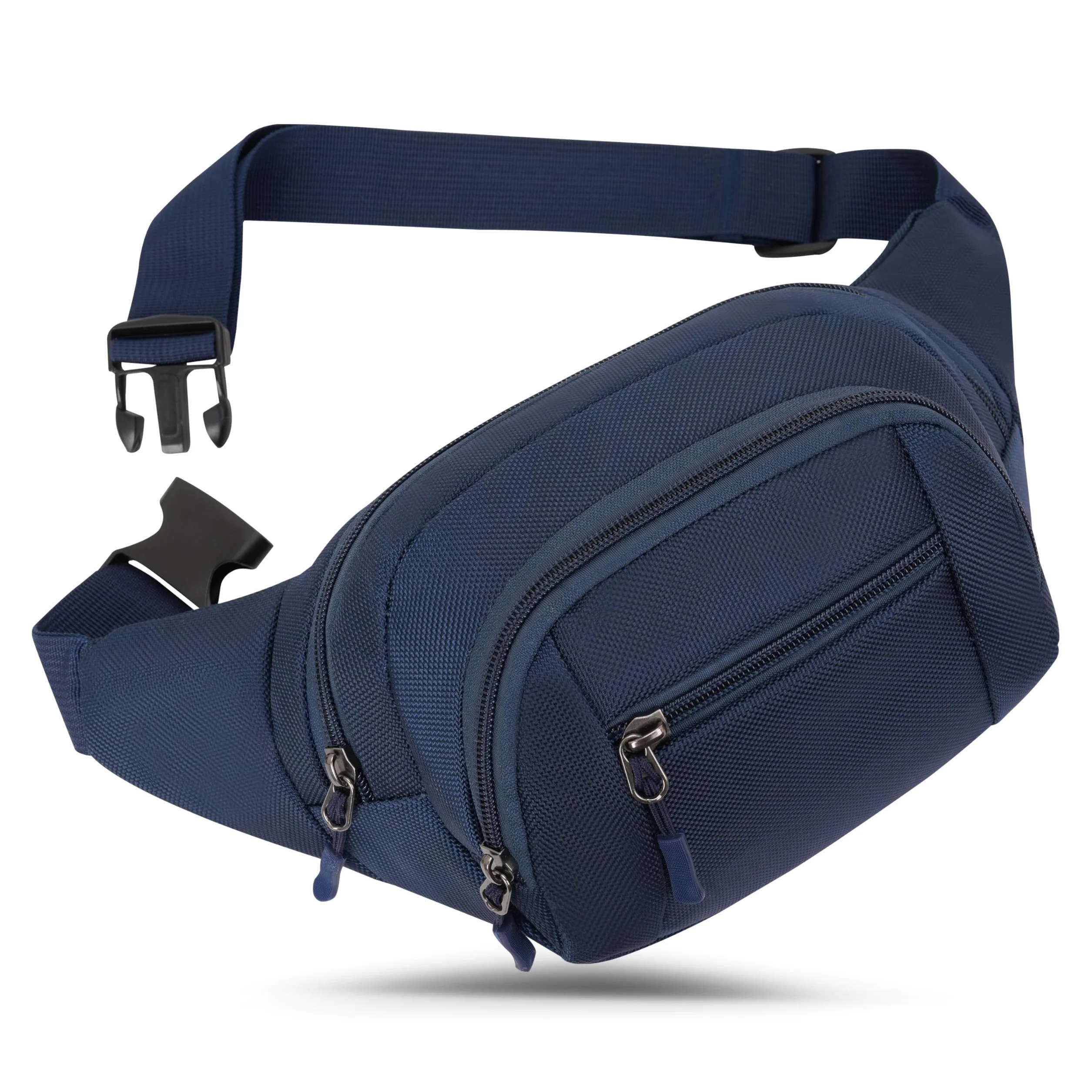 Sac Banane Homme Femme, Ceinture de Voyage Sport Pochette Ville de Sécurité pour Cacher et Protéger Argent, Sacoche Banane pour Randonnée Vacance (Bleu Marine)