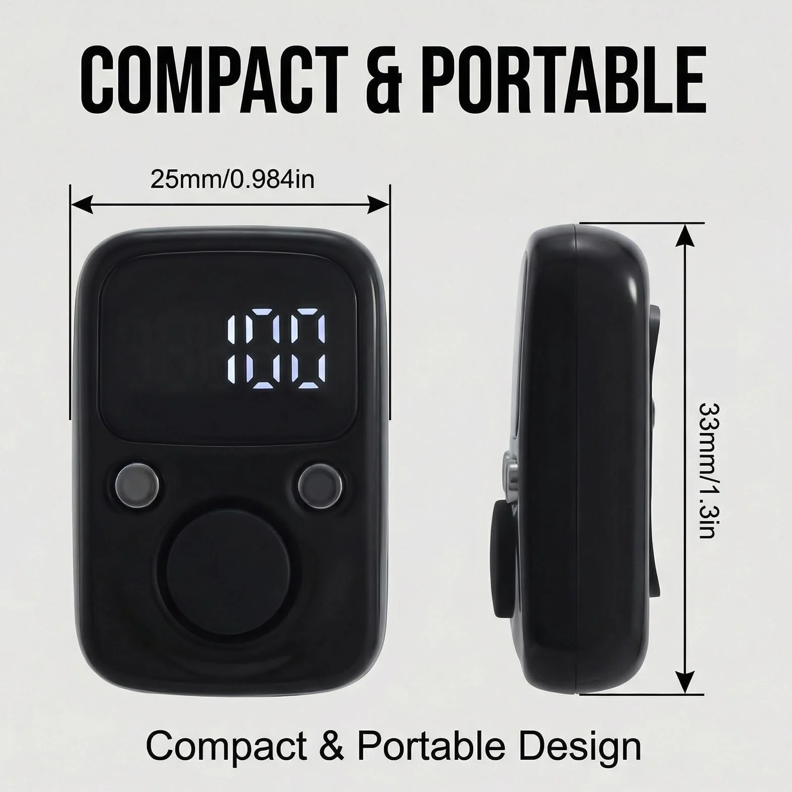 Lot de 2 Clicker Numéro Compteur Manuel Numérique avec Affichage de l'Heure et Réinitialisable, Compteur de Rangs Portable USB Charge Noir