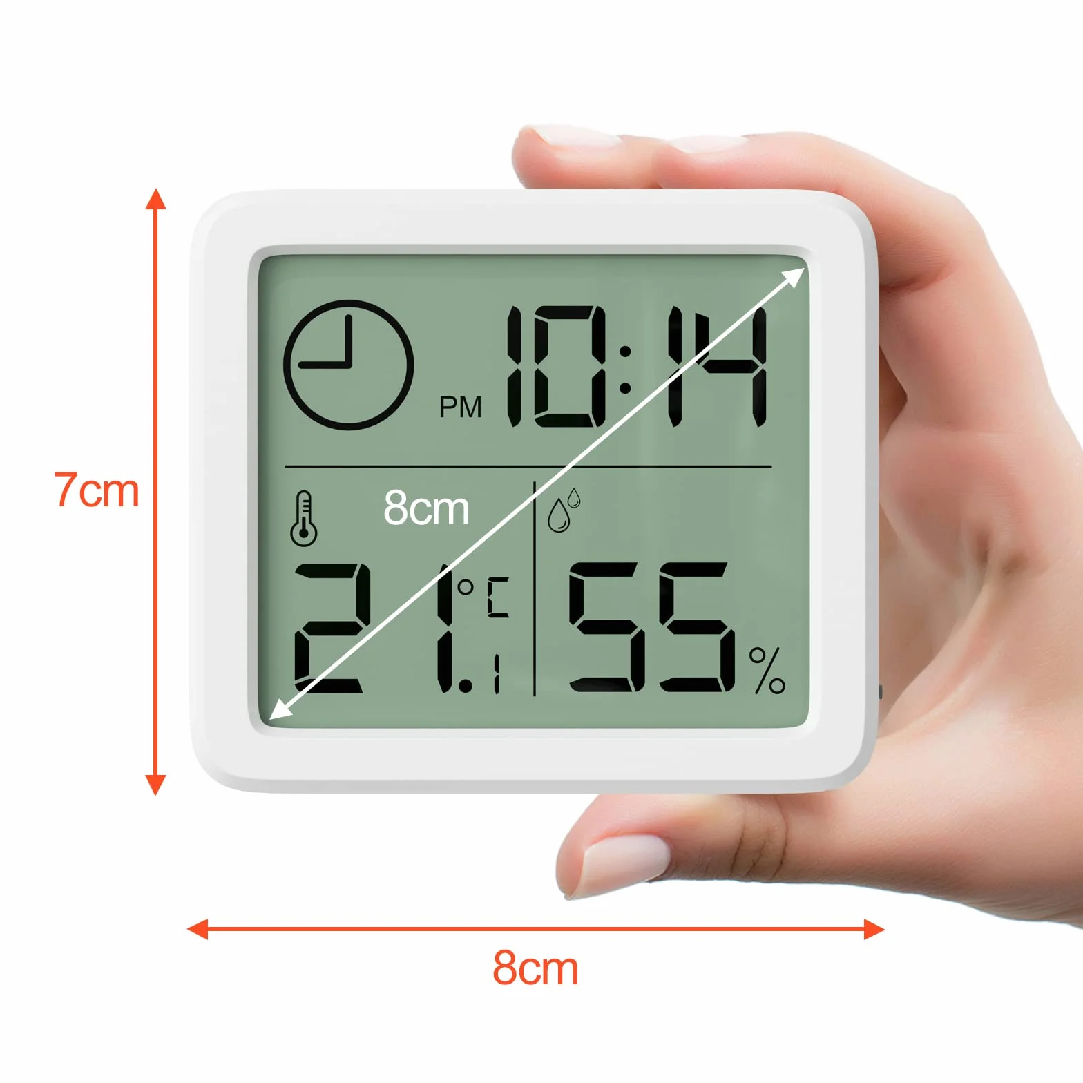 Gvolatee Thermometre Interieur Numerique Hygrometre Portable 2 Pieces Grand Ecran Horloge Blanc Precis Maison Chambre Bebe