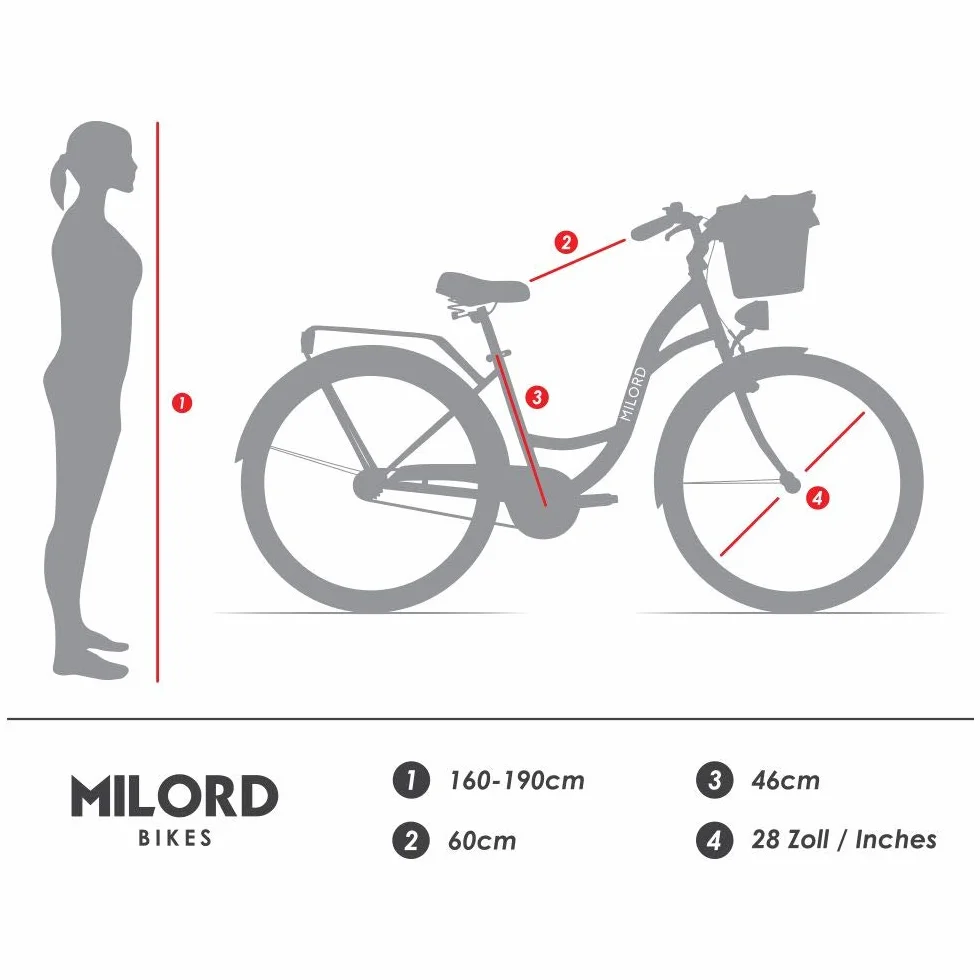 MILORD Vélo Confort Brun 28 Pouces 1 Vitesse Panier Porte-Bagages arrière