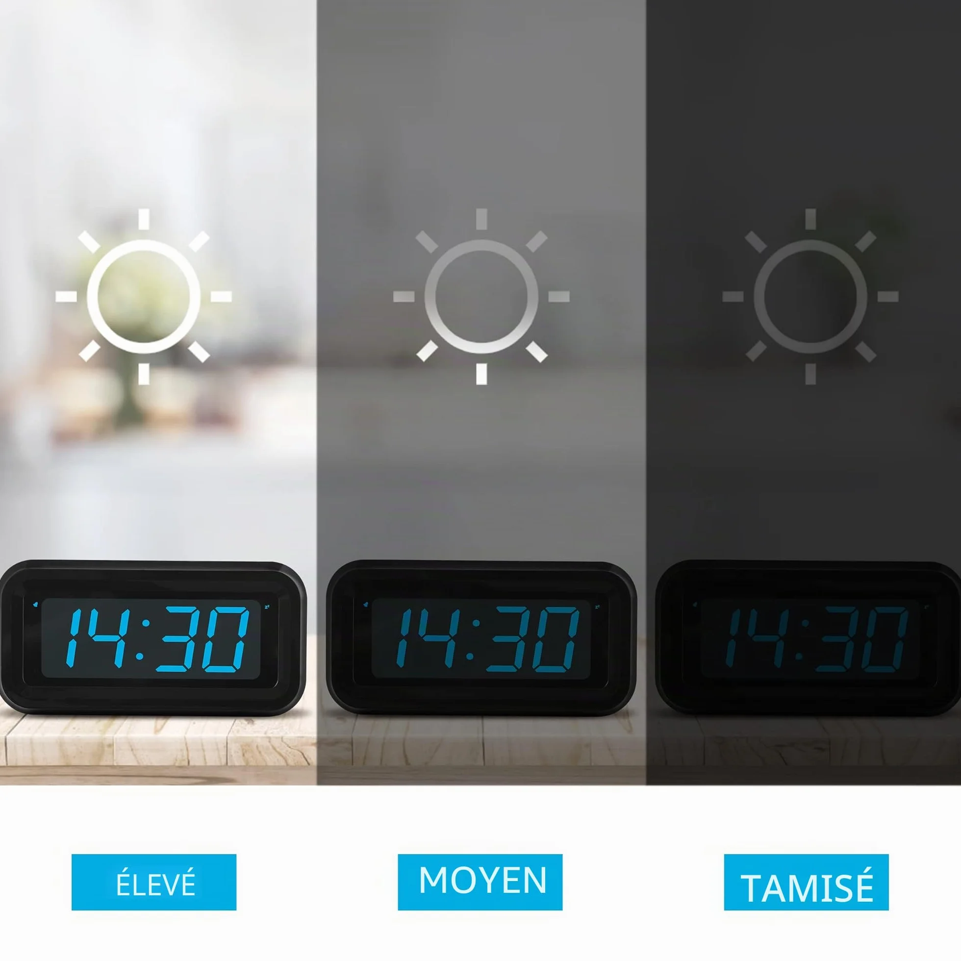 KWANWA Réveil Numérique à Piles, Horloge Avec Luminosité Réglable, Snooze, 12/24H, Gros Chiffres