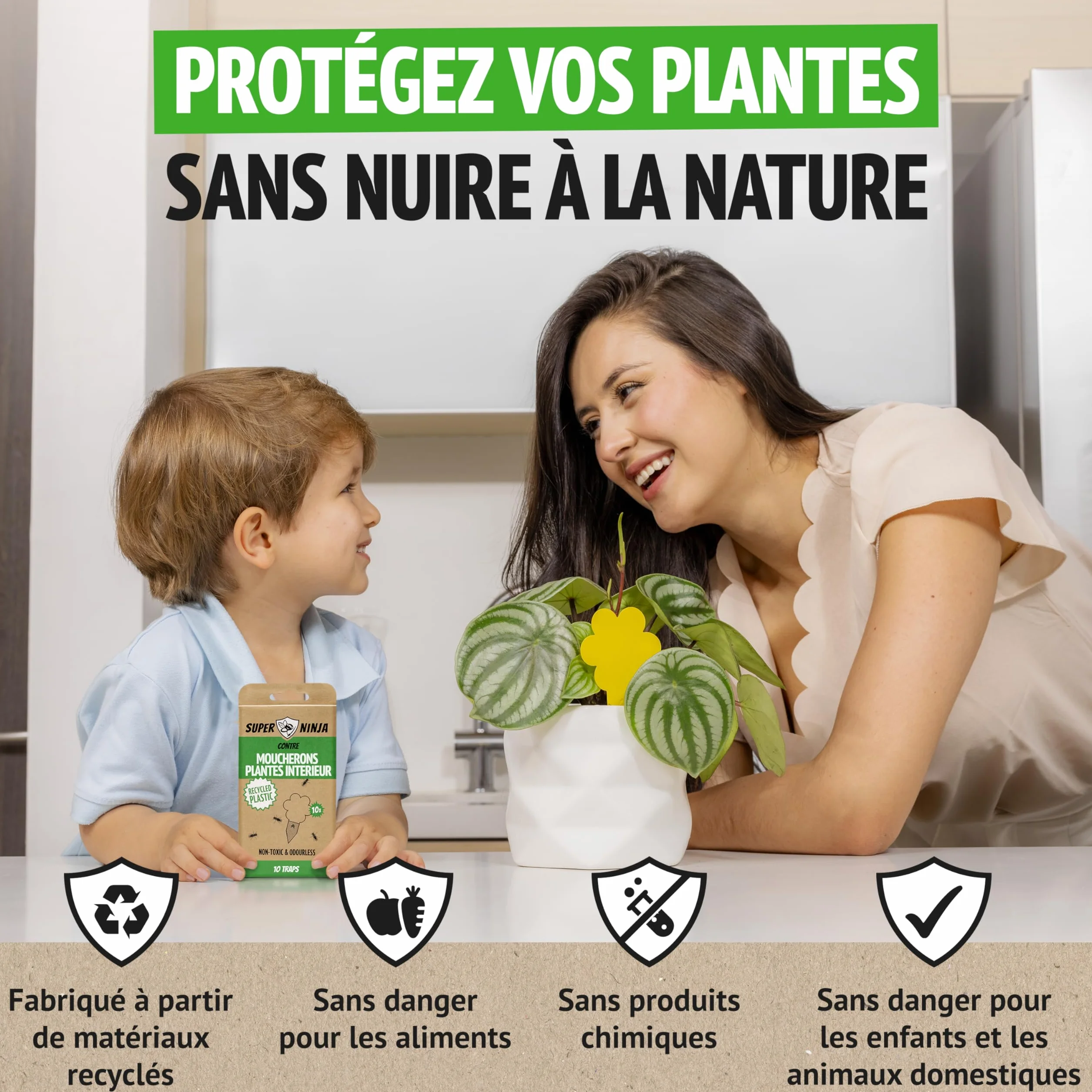 Anti Moucherons Intérieur Plantes, 10 Pièges Jaunes Collants Non Toxiques, Piège Moucherons Ultra Efficace
