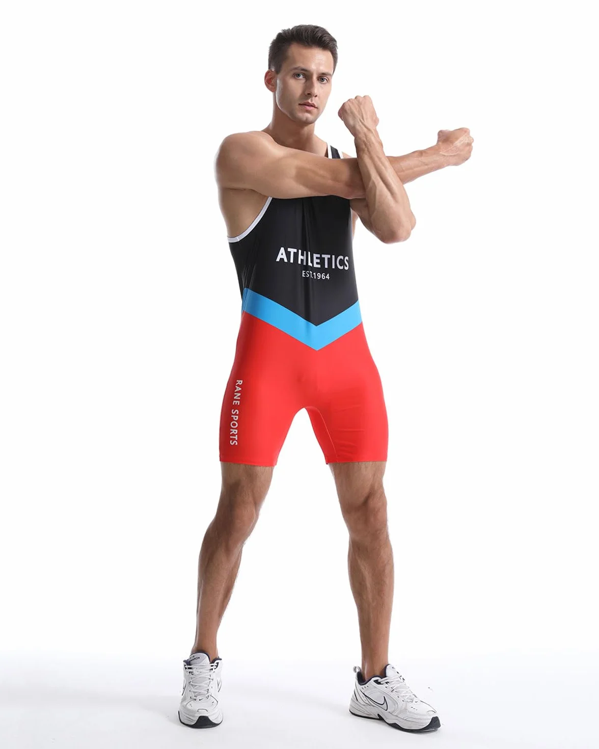 Combinaison de lutte pour homme - Tenue de sport moulante - Sans manches - Pour entraînement de gym, haltérophilie
