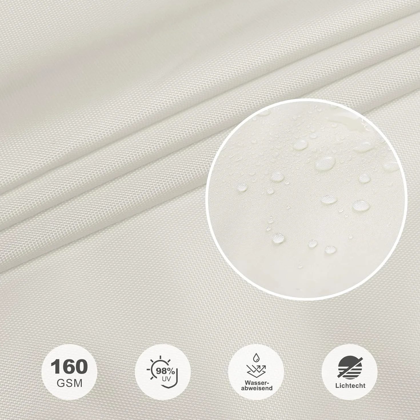 HAIKUS Voile d'ombrage imperméable rectangulaire 2x3m, Toile PES résistant à l'eau, Protection UV 98%, Crème