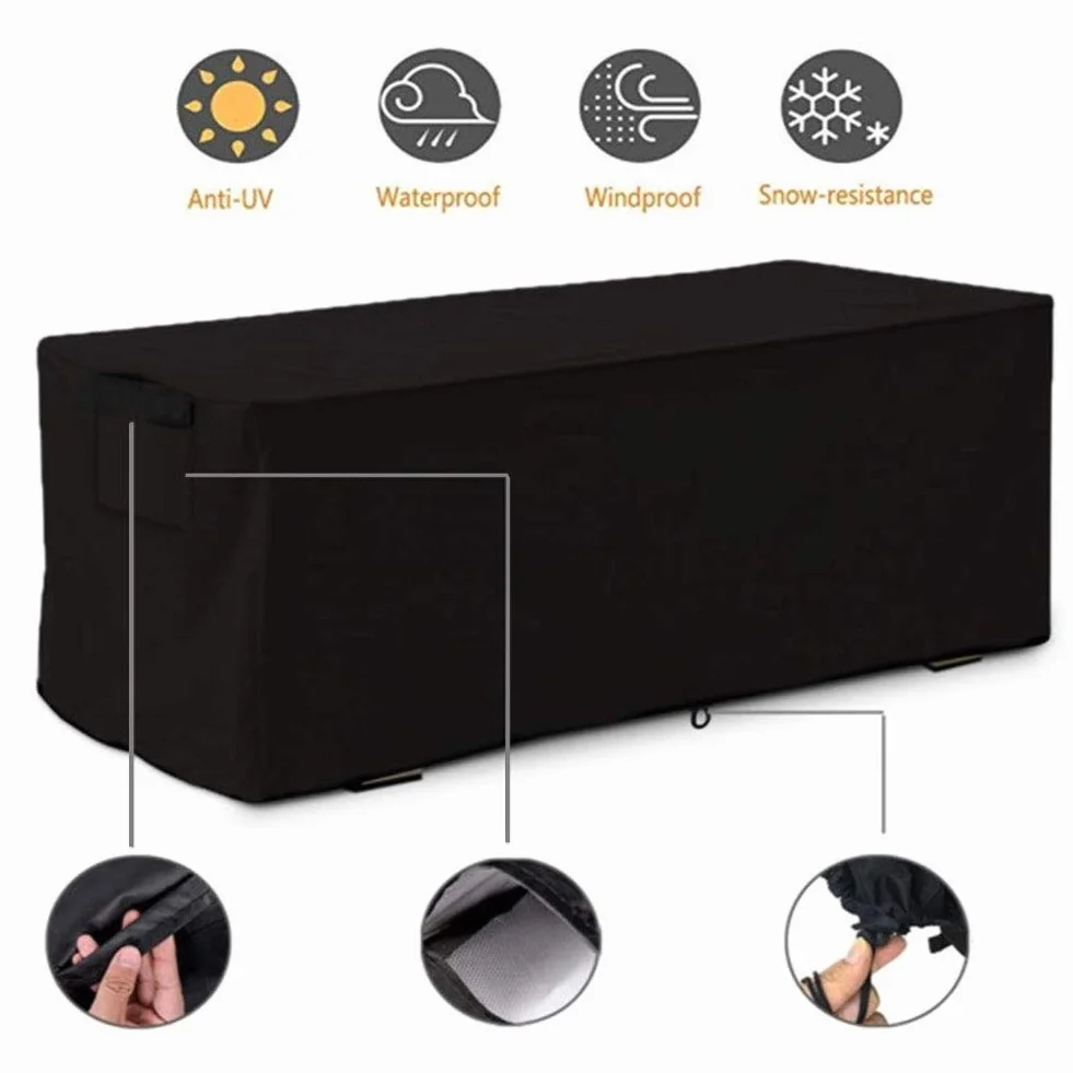 Housse de boîte de terrasse imperméable en Tissu Oxford 123 x 62 x 55 cm Noir