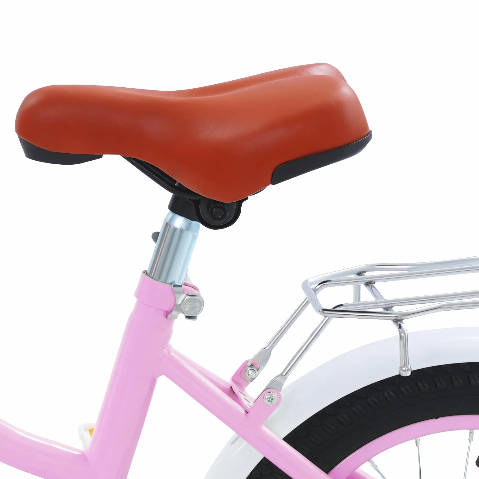 Vélo enfant de 14 pouces, avec roues stabilisatrices et panier en rose, pour garçons et filles de 3 à 7 ans, siège réglable en hauteur, système de freinage double, idéal pour l'entraînement au