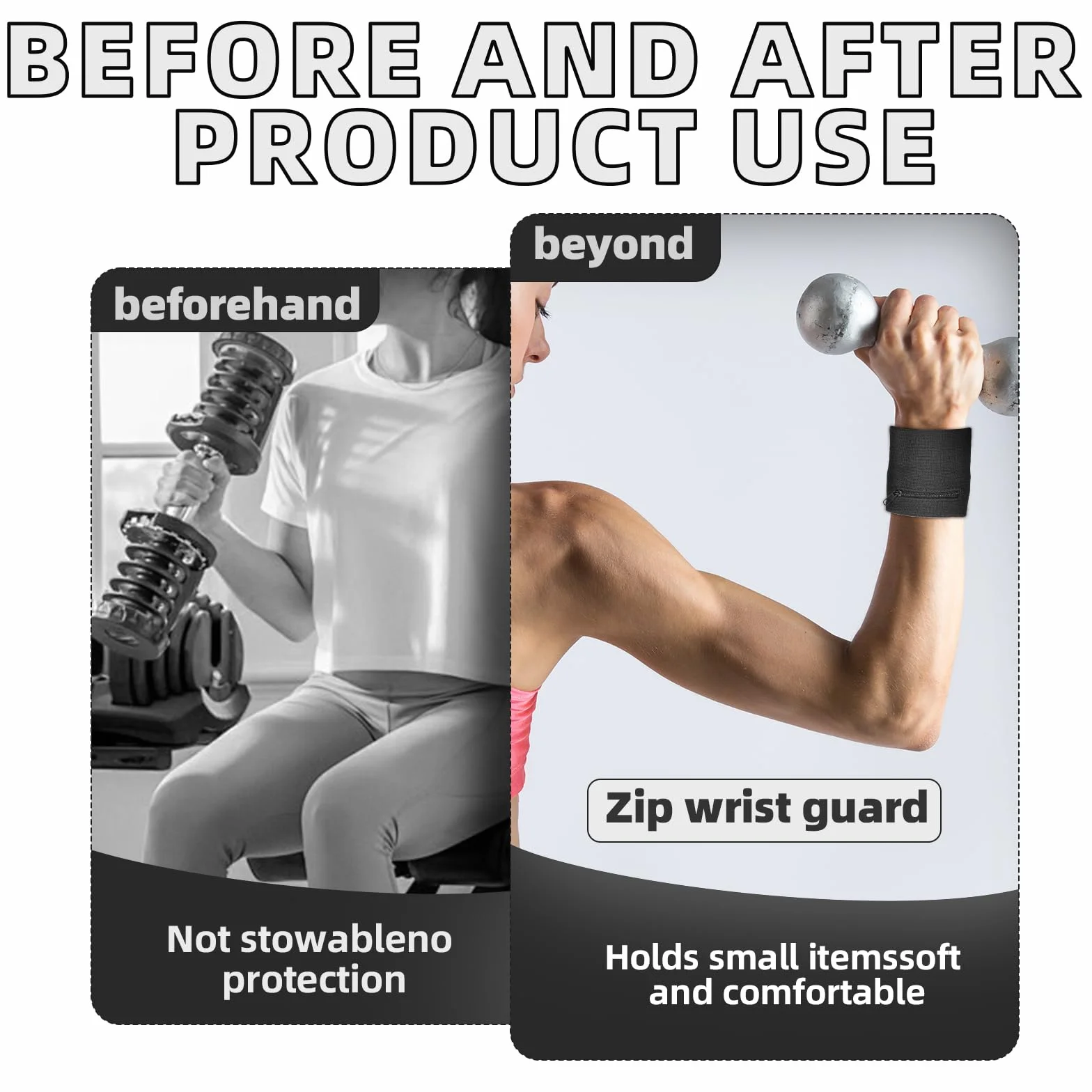 Pochette de Sport 4 Pièces avec Fermeture éclair, Bracelet Bandeau Poignet Poche Zippée Respirant pour Clé Monnaie Rangement Gym Randonnée