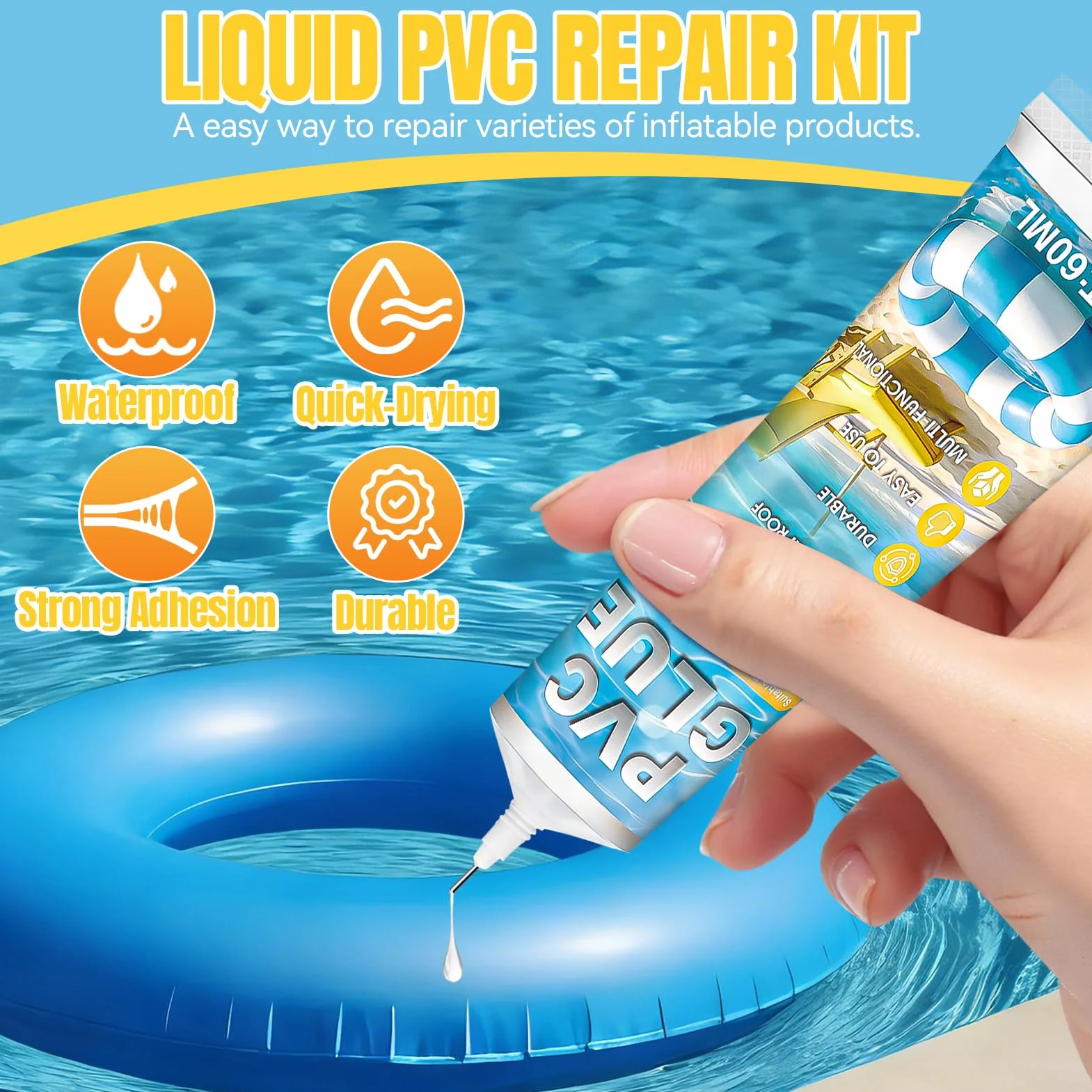 Kit Réparation Piscine, Spa Gonflable et Matelas Pneumatique Robuste, Imperméable, Durable
