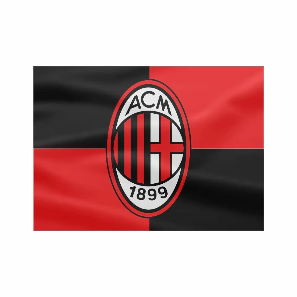AC Milan Grand drapeau avec logo, 100 x 140 cm, polyester, produit officiel, Rossonero