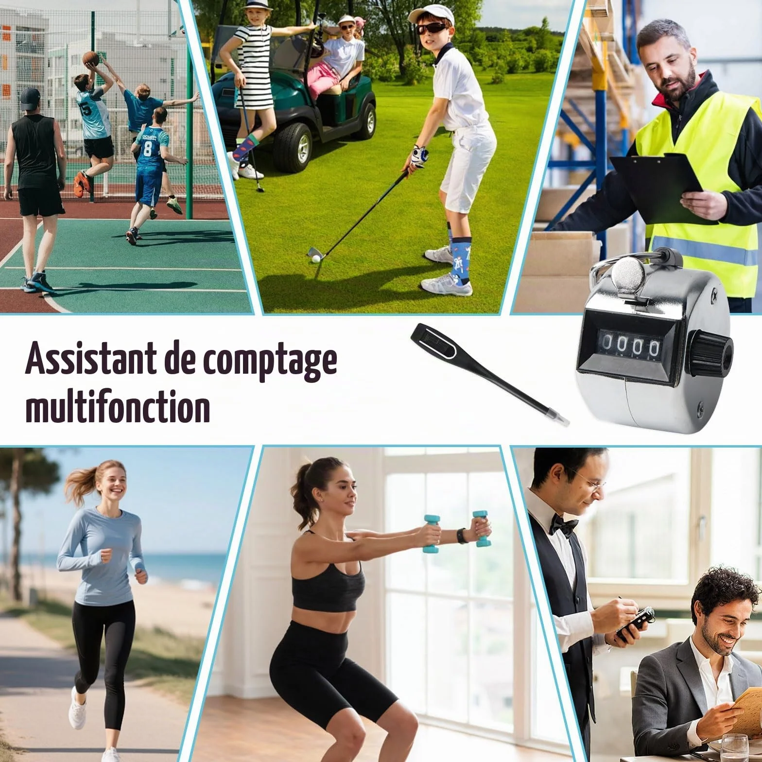 Lot de 4 compteurs manuels mécaniques à 4 chiffres, compteur de rangs pour activités sportives, golf, tricot