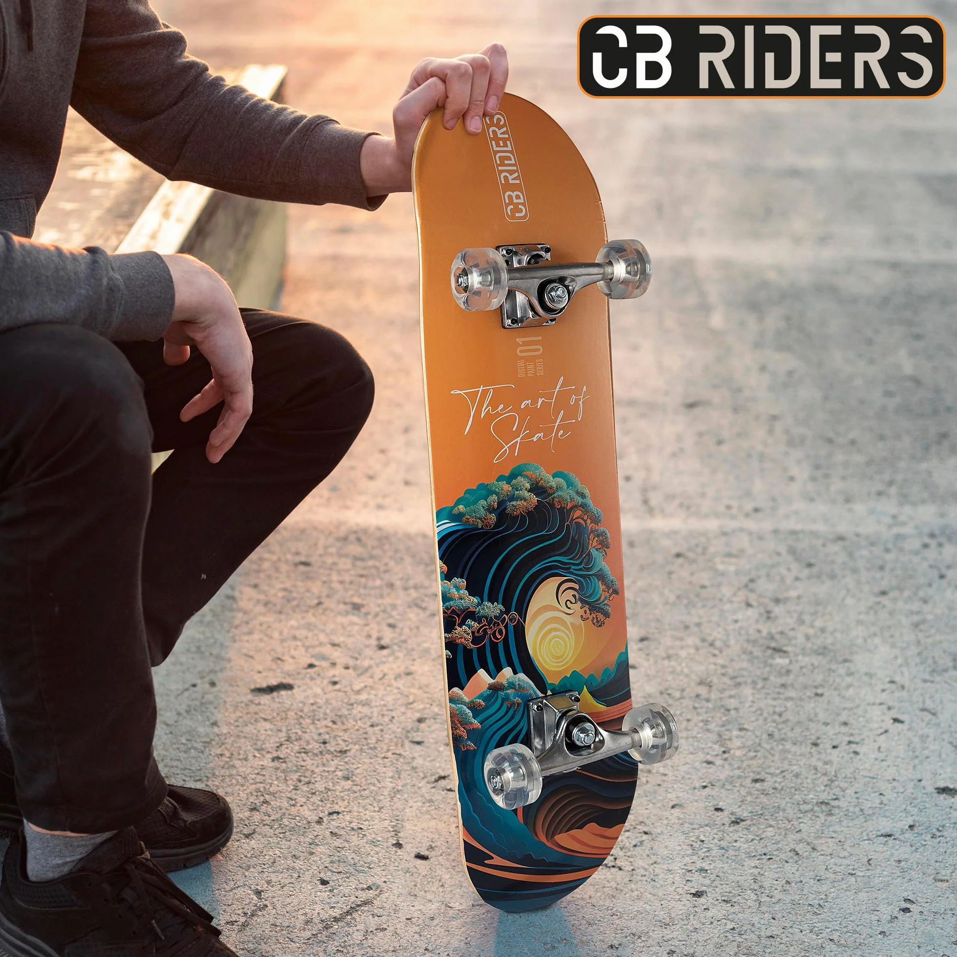 COLORBABY CB Riders 47200 Skateboard, 79 x 20 cm, Max. 100 kg, fabriqué en Bois, axe Aluminium, antidérapant, Skateboard Enfant, Planche avec 4 Roues PU, Cadeau 6 Ans