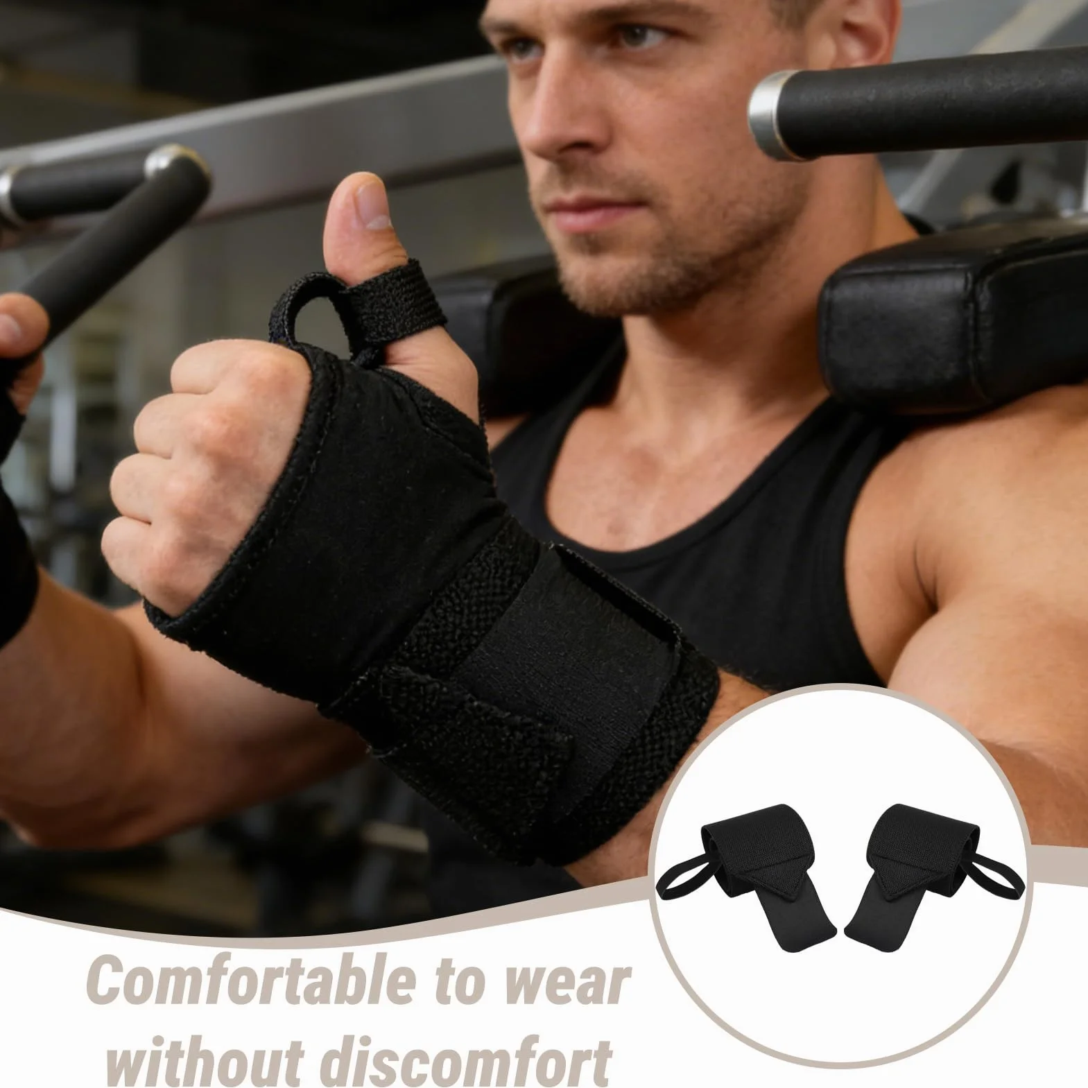Bande Poignet Musculation 46,1cm,Noir,Soutien Poignet,Cuff Musculation Ajustable,Maintien Poignet pour Homme et Femme Stabilité Lors de l'entraînement à la Salle de Sport et à la Maison Gym