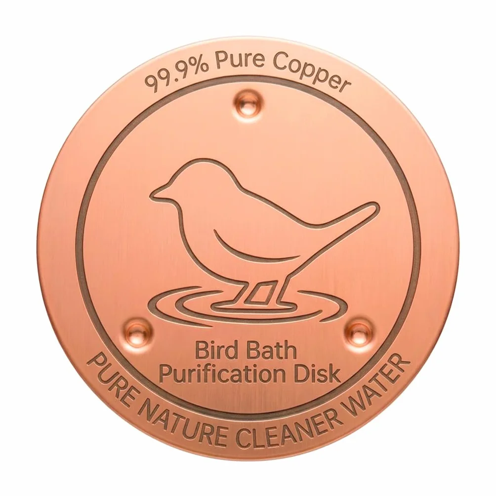 Plaque de Nettoyage en Cuivre Pur 99,99% pour Bain d'Oiseaux, Purification d'Eau sans Produits Chimiques
