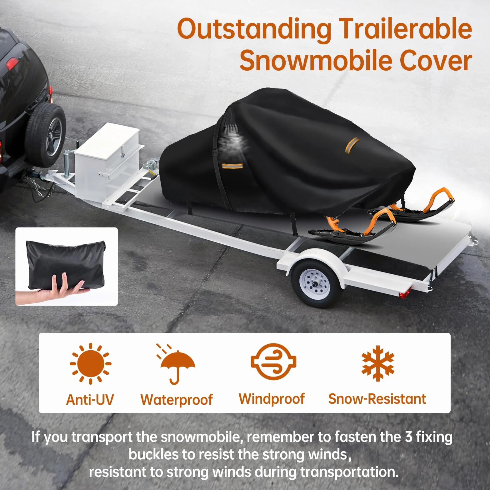 Housse de motoneige en tissu Oxford 420D robuste avec boucles coupe-vent pour Polaris Ski-Doo Arctic Cat Yamaha
