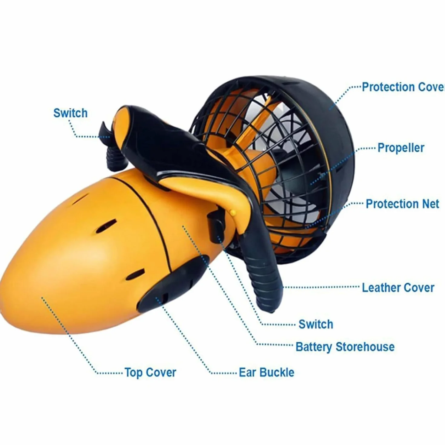 Scooter aquatique pour adultes et enfants,propulseur de natation et de plongée,scooter sous-marin, ensemble de propulseurs sous-marins, scooter de mer de plongée avec tuba,Orange