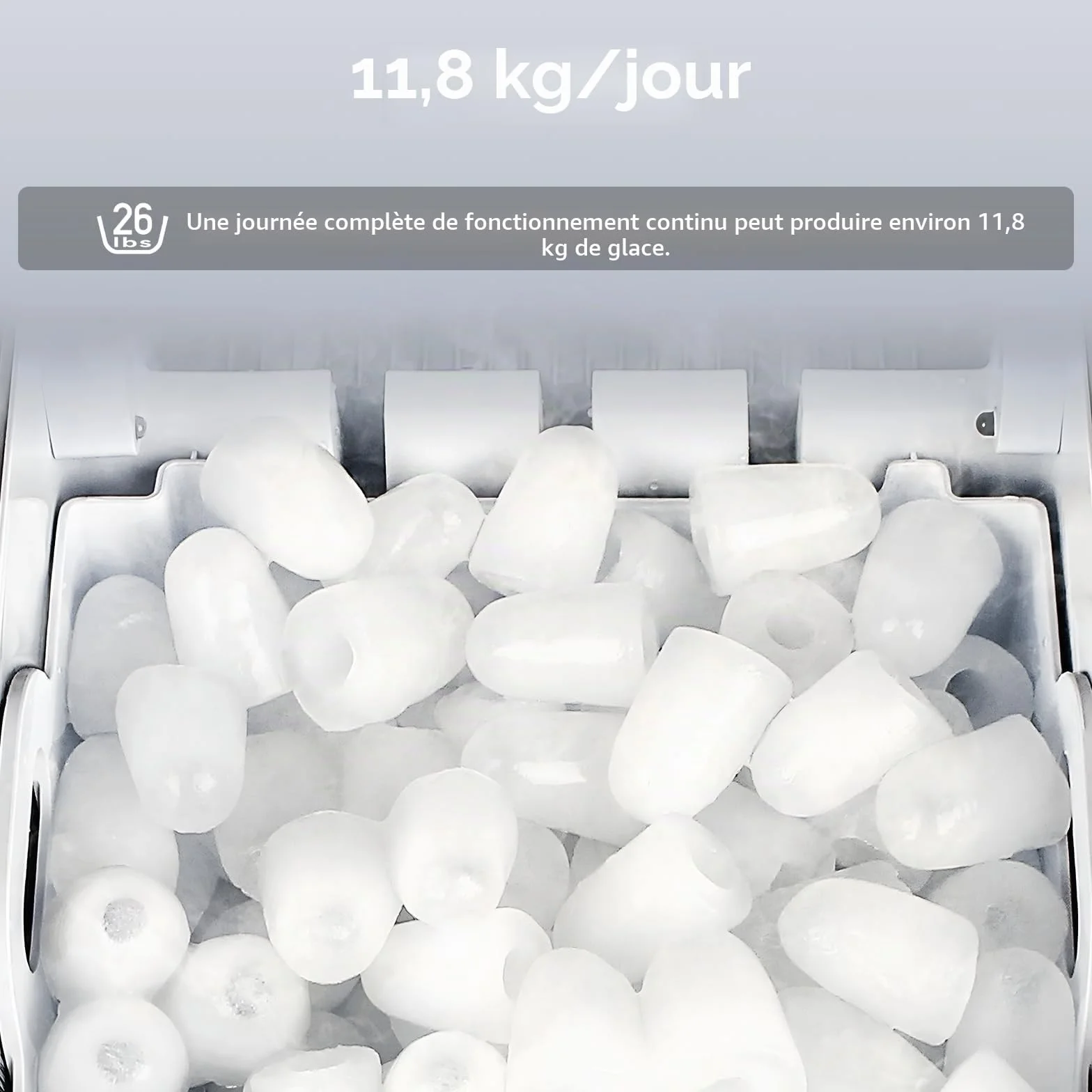 Machine à Glaçons PALINTH 12kg/24h 9 Glaçons 6-10 Min Autonettoyante Poignée Portable