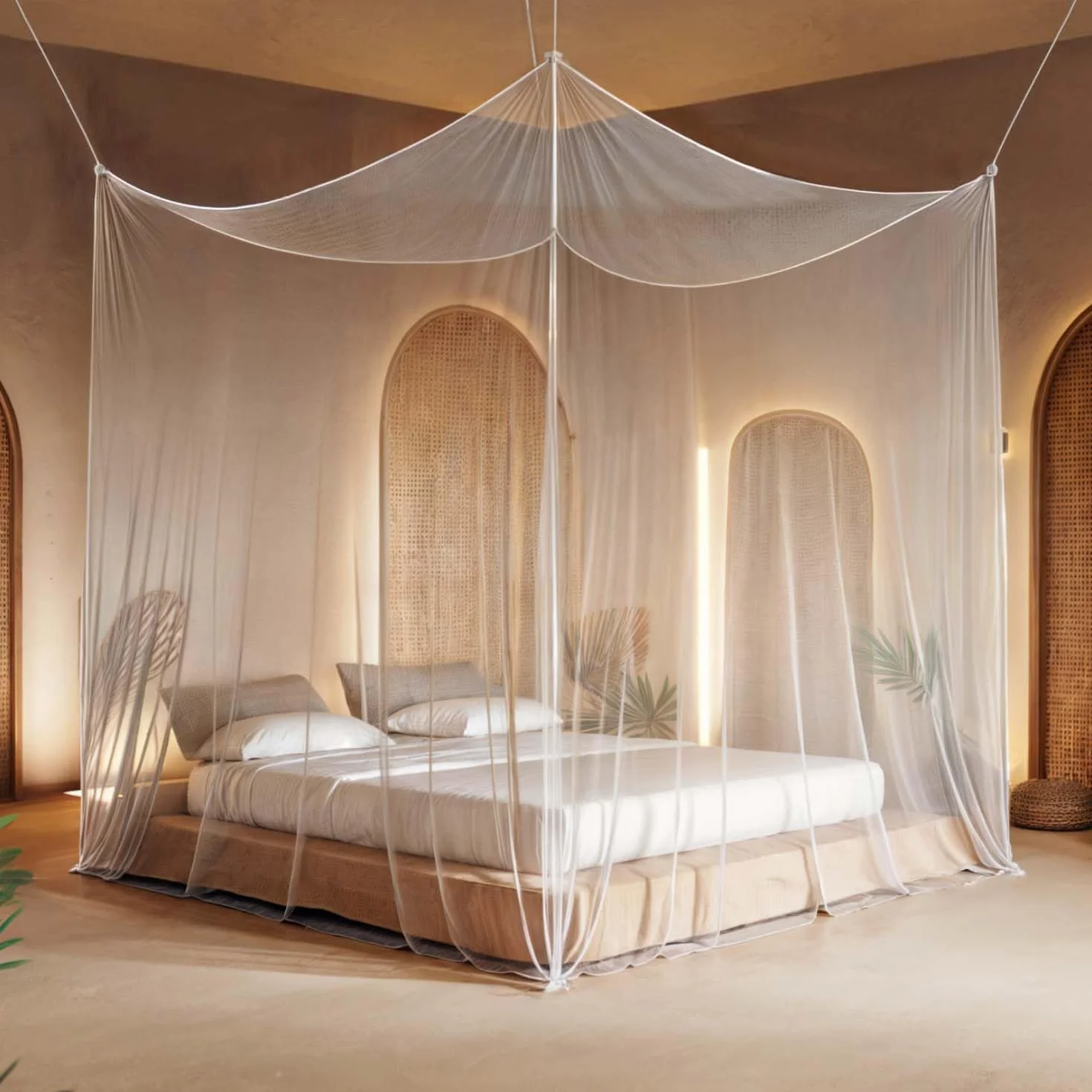 Moustiquaire pour l'intérieur et l'extérieur, 300 x 300 x 250 cm, 220 mailles, taille XXL, pour tente, caravane (blanche)