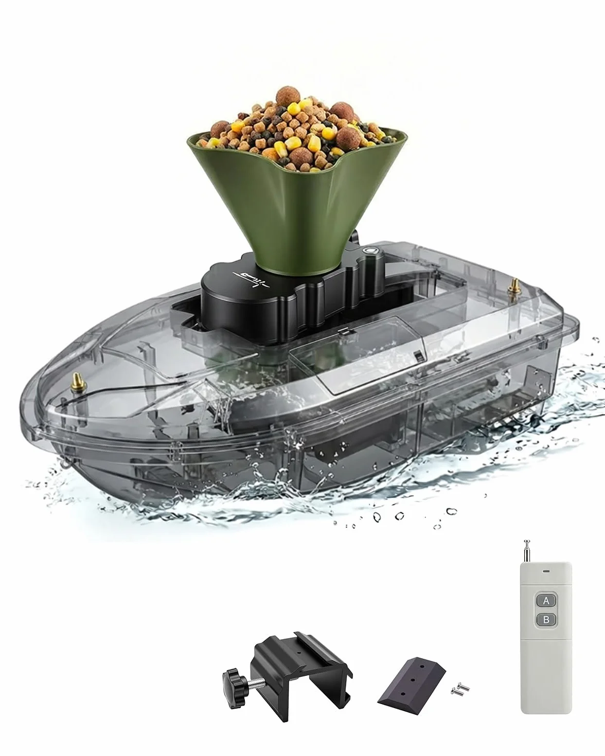 Éparpilleur d'Appâts Rotatif pour Bateau Amorceur, Diamètre 8m, Accessoire Pêche Carpe