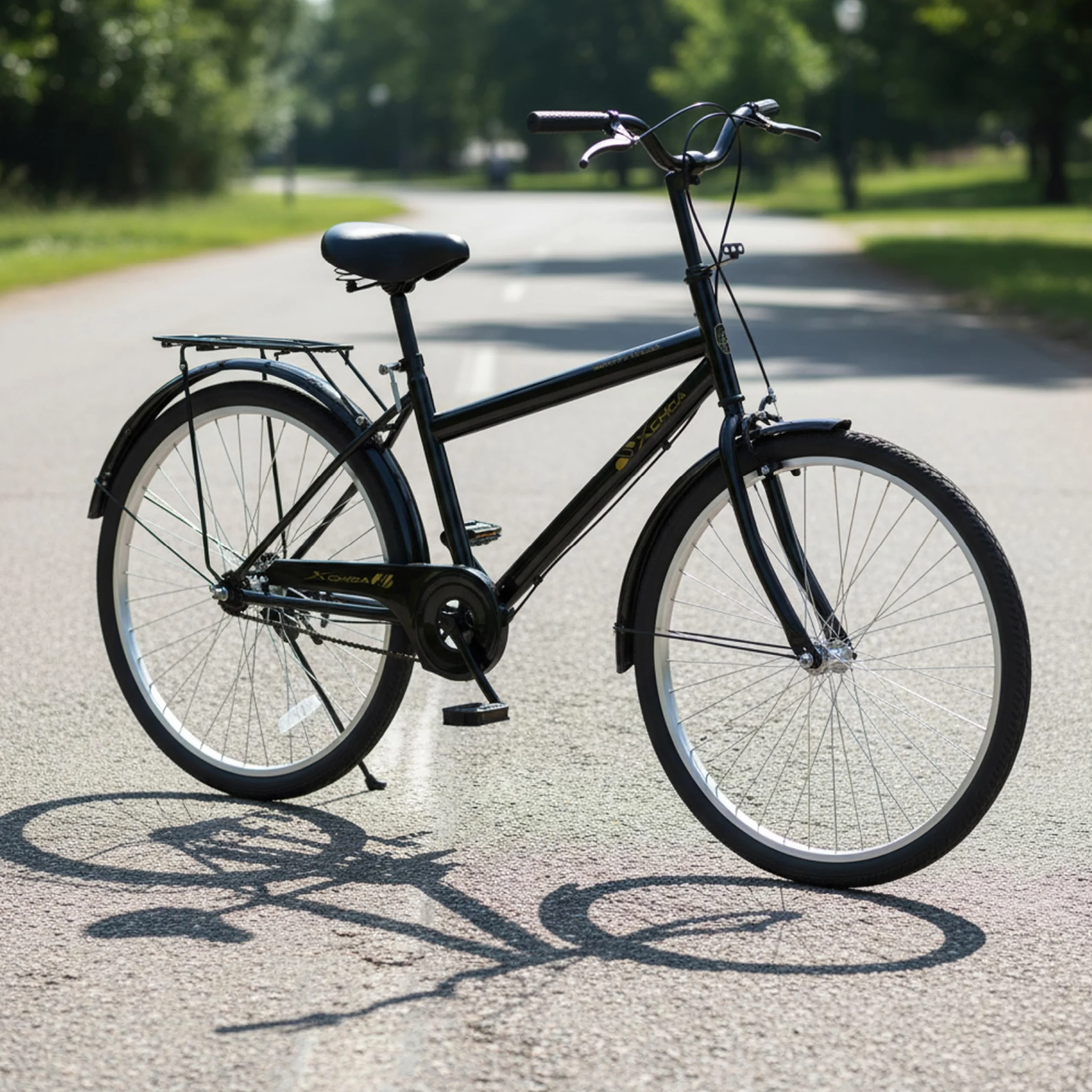Vélo de ville Baroni Home avec guidon et selle réglable, double frein, noir 168x110 cm