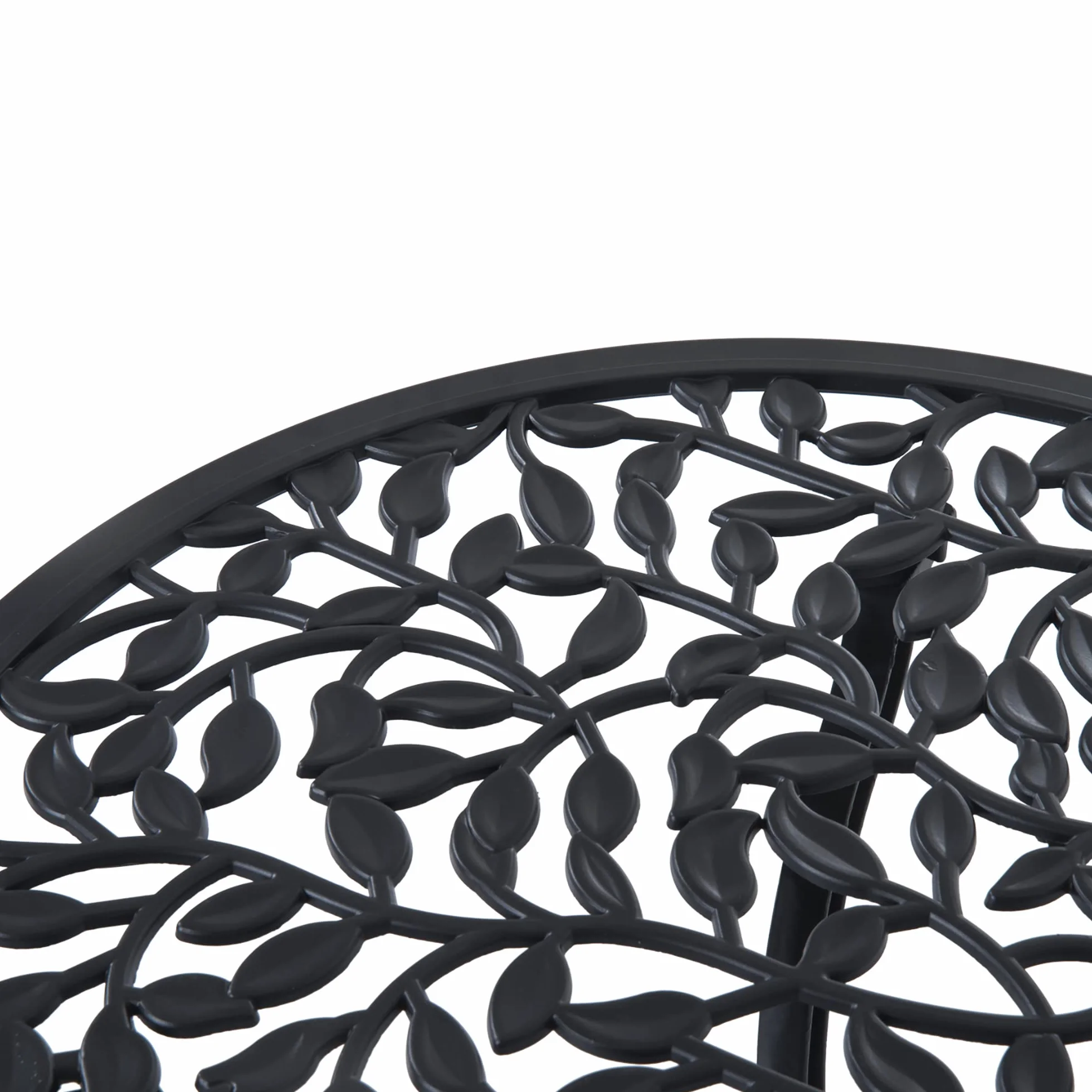 Outsunny Ensemble de bistrot 3 pièces Fonte Aluminium Table Ronde Noir Jardin extérieur