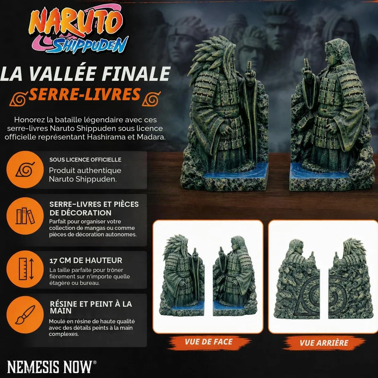 Nemesis Now Serre-Livres The Final Valley Peint à la Main Hashirama et Madara Figurines Naruto Résine