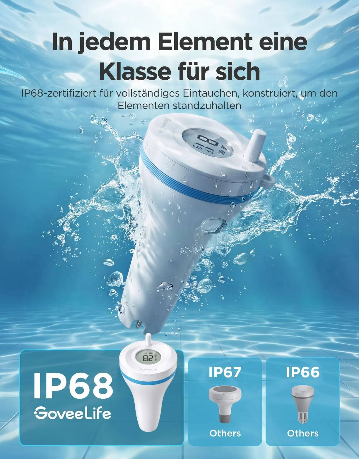 GoveeLife Thermomètre de piscine P2 IP68 Flottant Wi-Fi Alerte App 330 m