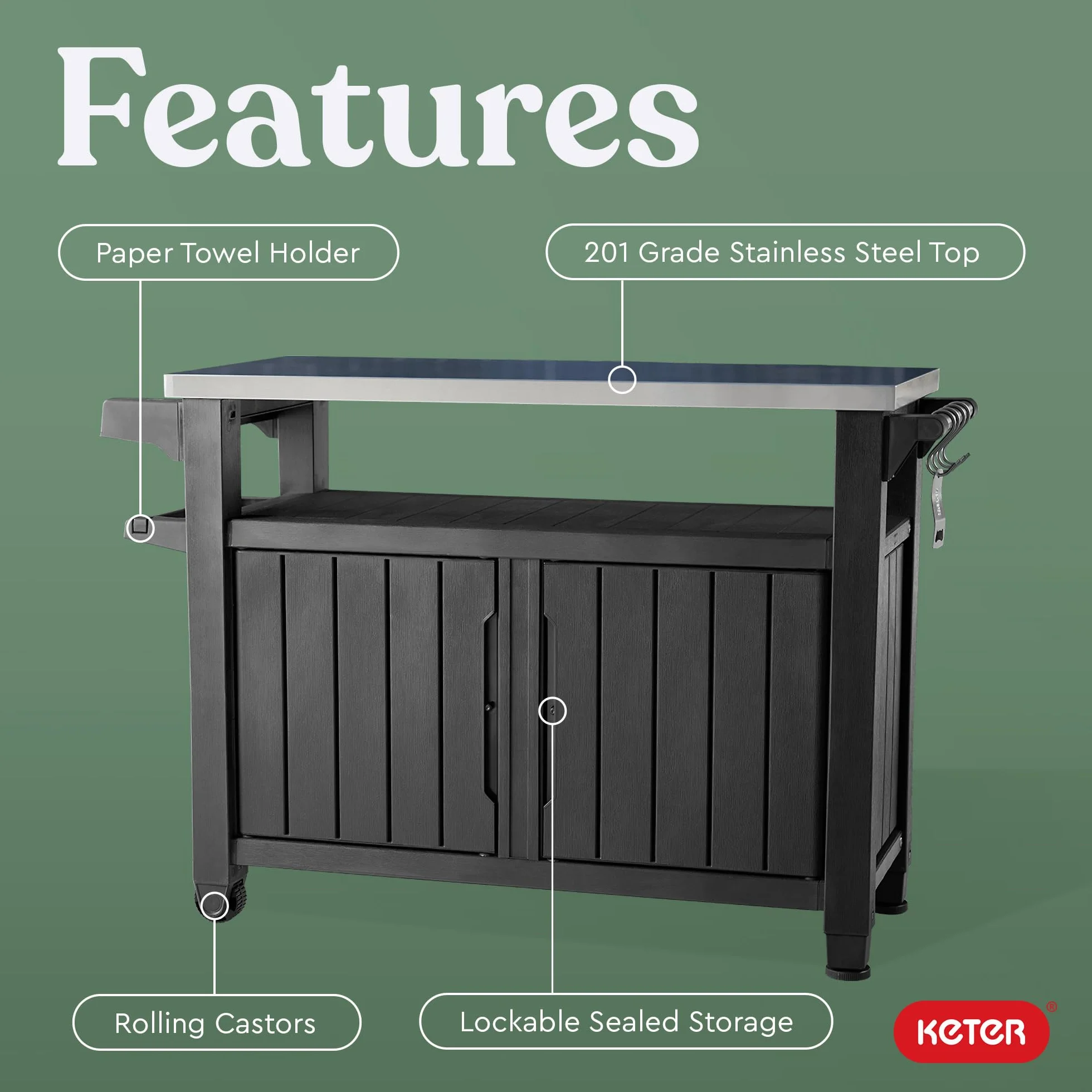 Keter Unity XL Table portable armoire de rangement Gris foncé