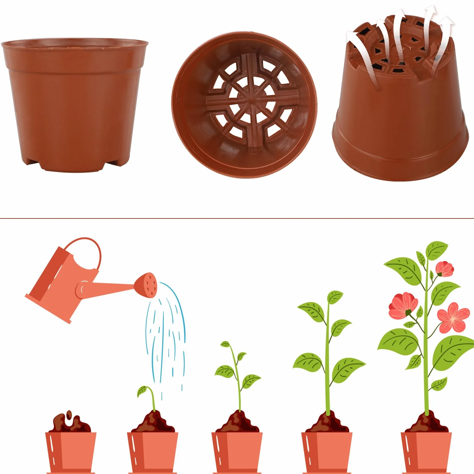 Muzhira Lot de 10 pots en plastique 8,5 cm pour démarrage de semences et boutures