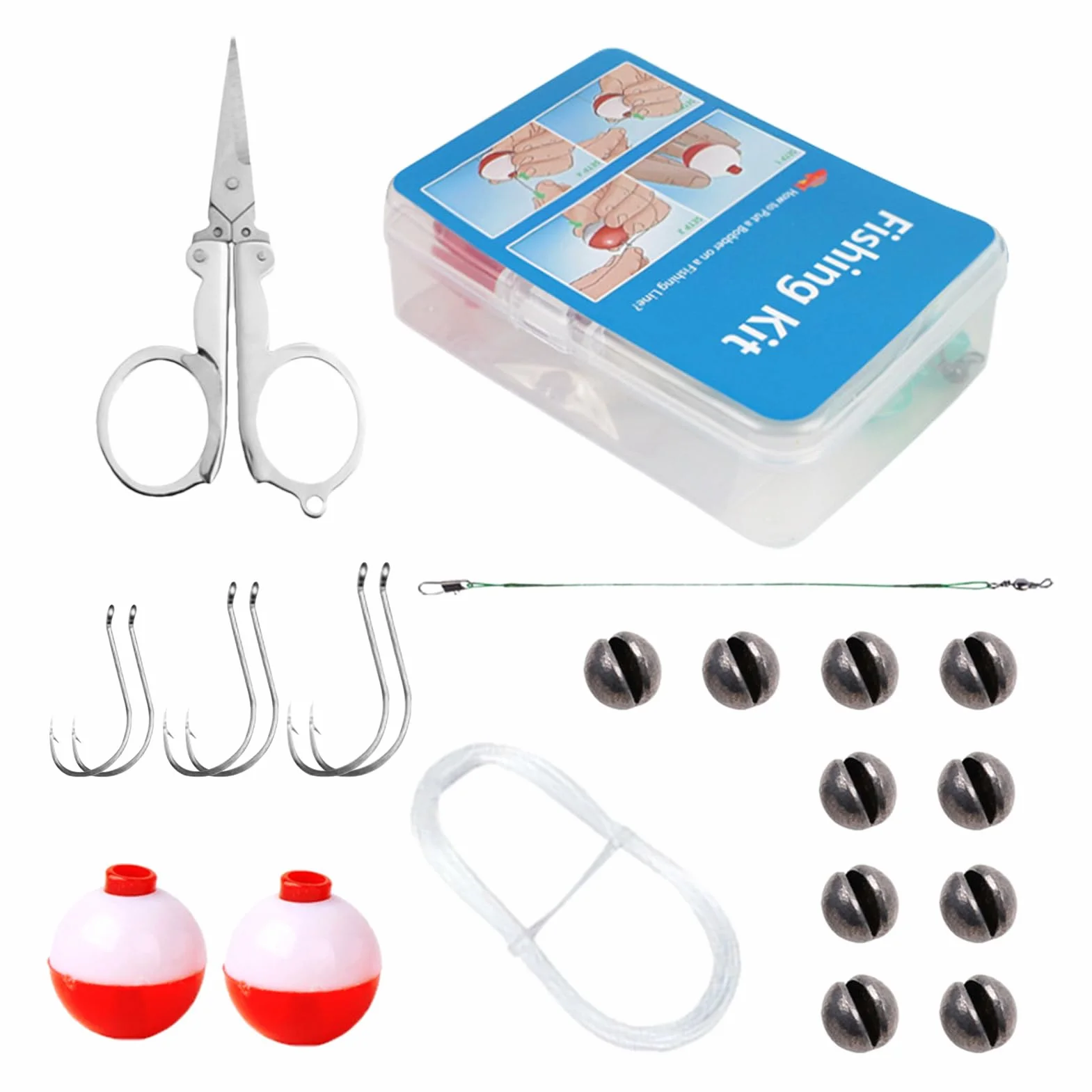 Kit de pêche de survie 24 truites portable avec étui