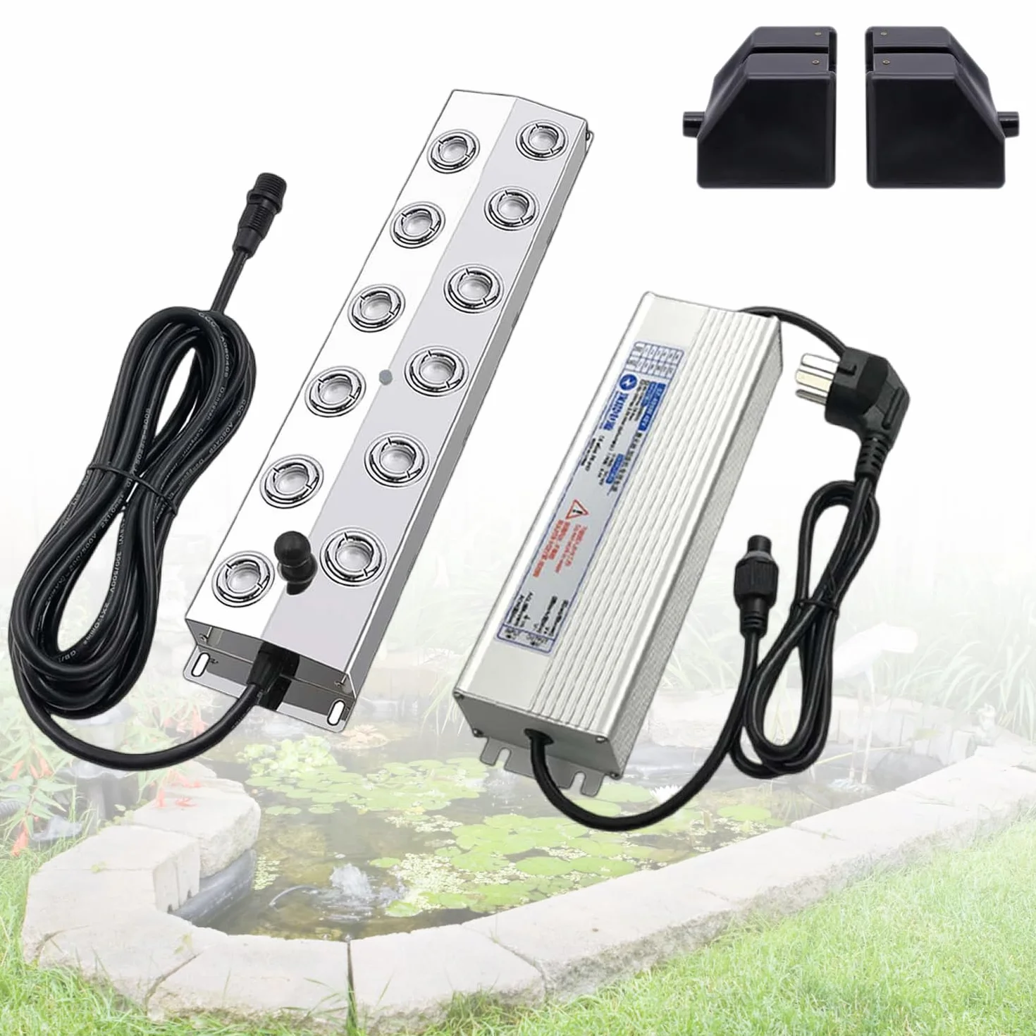Humidificateur à brouillard 12 Têtes 9L/H Brumisateur à ultrasons avec bouée pour étang jardin serre