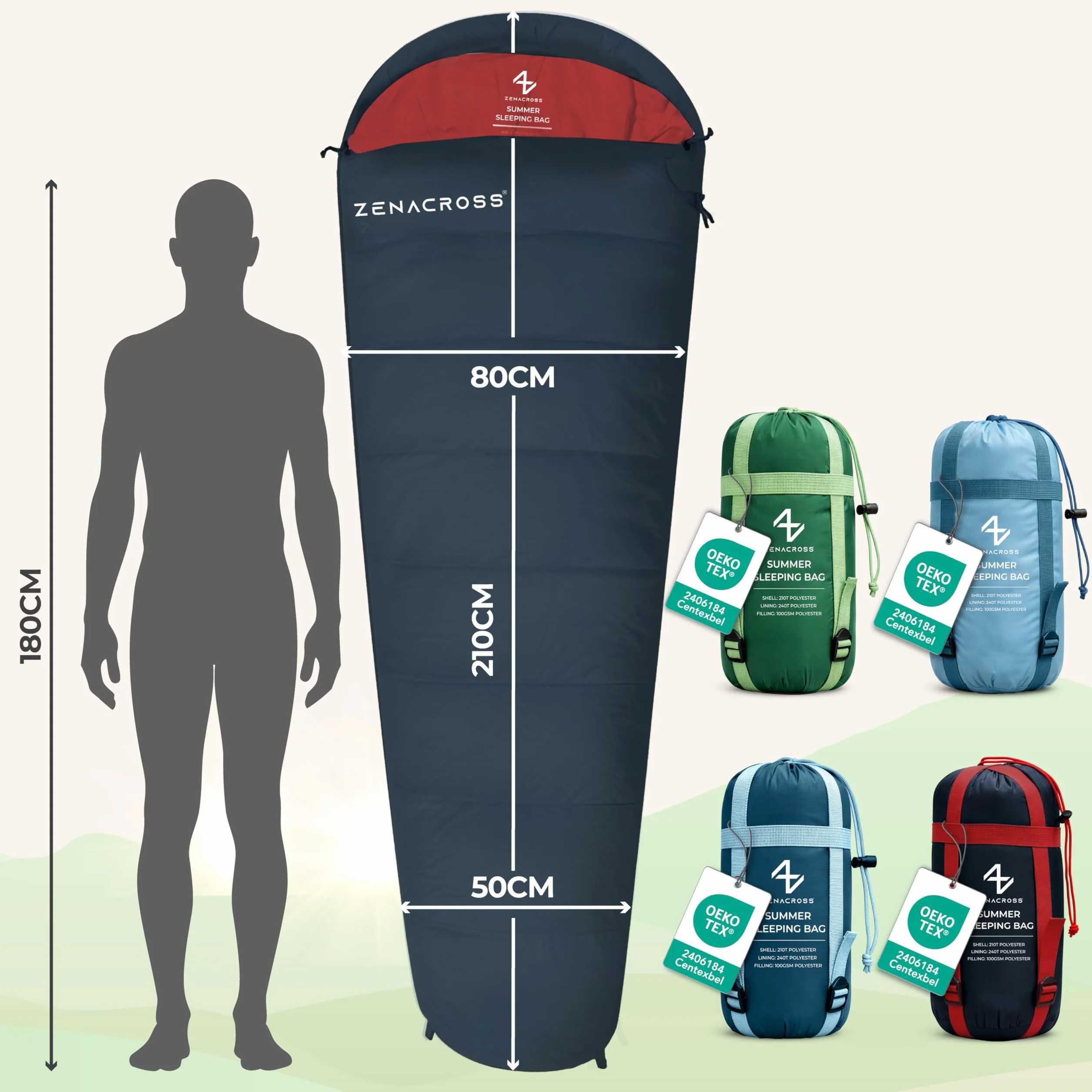 Sac de Couchage Adulte Ete - Duvet 1 Personne Compact & Ultra Léger (900g) - Sacs de Couchage de Camping et Randonnée, Festivals