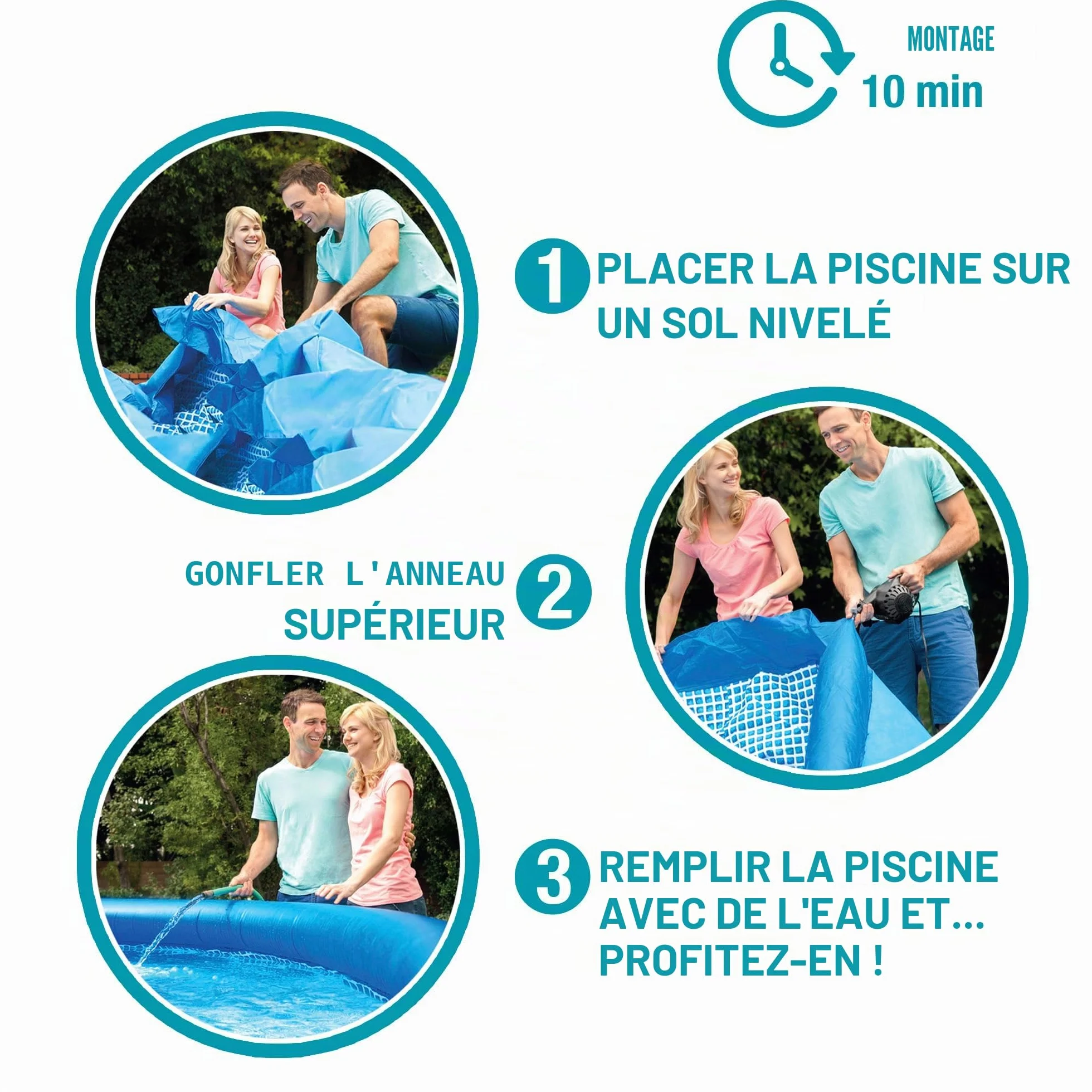 Intex Kit Piscinette Easy Set Autoportante 3,05 x 0,76 m avec Epurateur à Cartouche 1m3/h