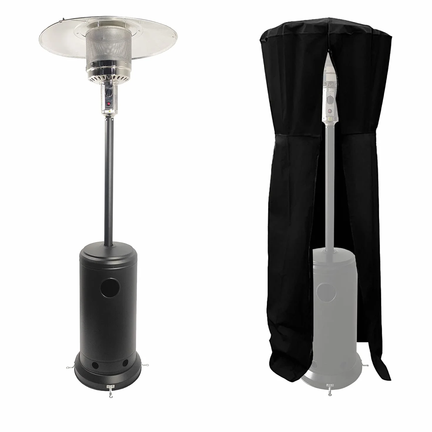 Parasol chauffant OSLO gaz acier noir avec housse protection