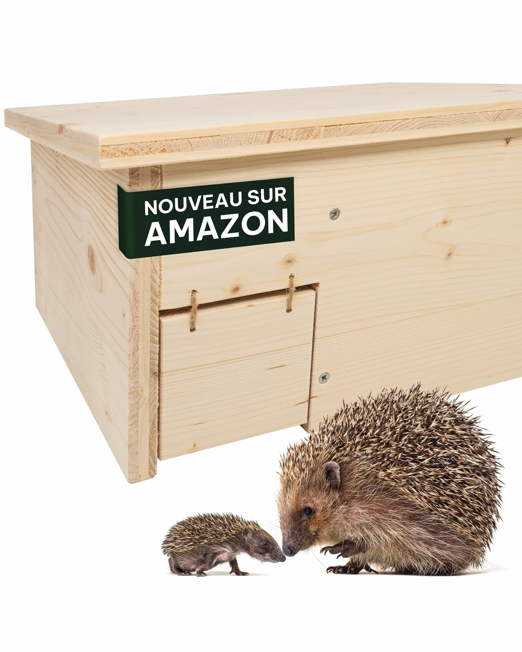 Maison pour hérisson XXL 58 x 42 x 32 cm en bois résistante aux intempéries
