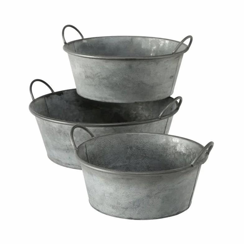 Bassine Métal Effet Zinc Bac à Plantes Jardinière Jackson 19x42x47,5cm