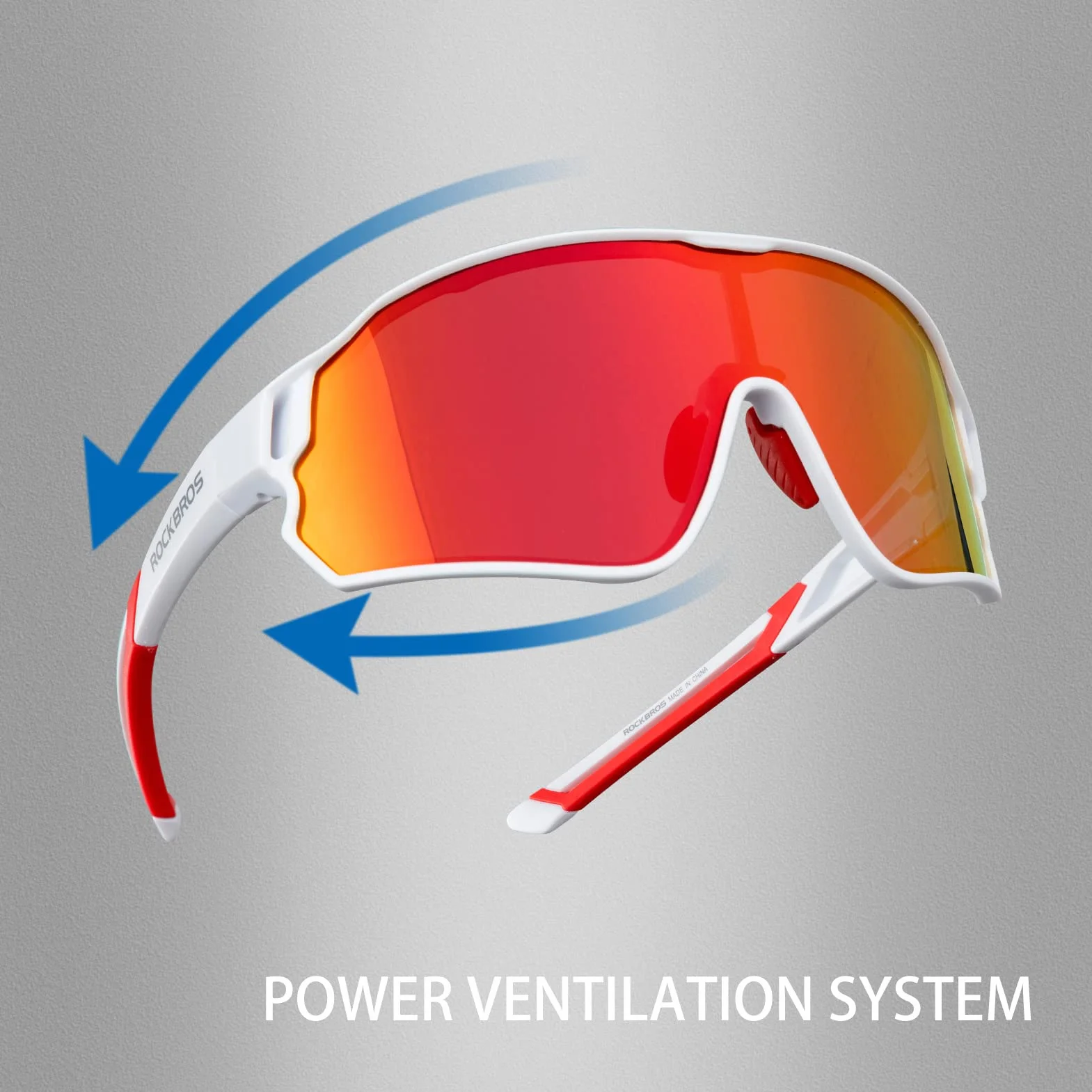 ROCKBROS Lunettes Soleil Homme Polarisées Vélo, Cyclisme Lunettes Polarisées UV400 Sport Femme VTT Pêche Course Sports de Plein Air 30g