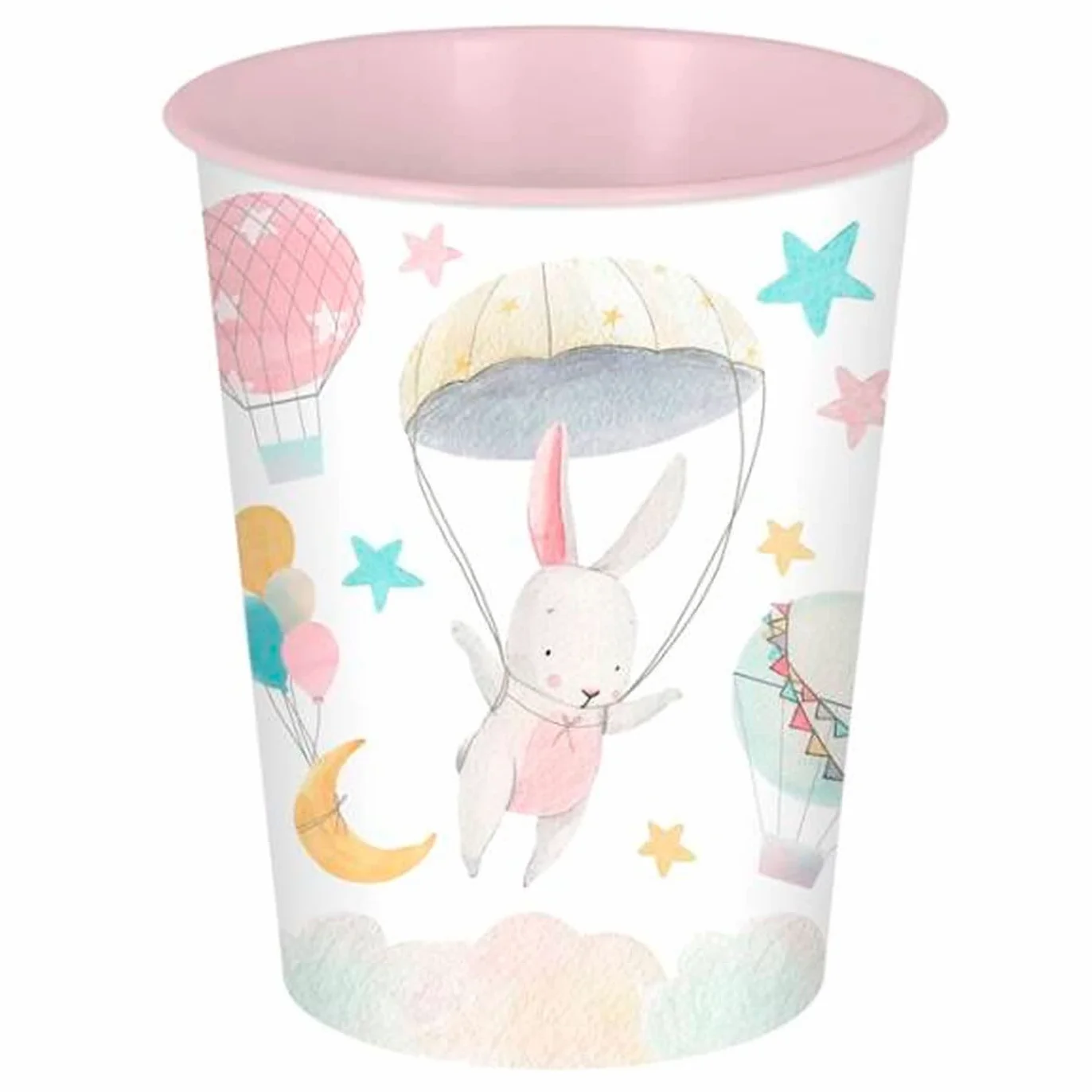Poubelle cylindrique en plastique pour chambre d'enfant lapin 25,5 x 21,5 cm 6 litres