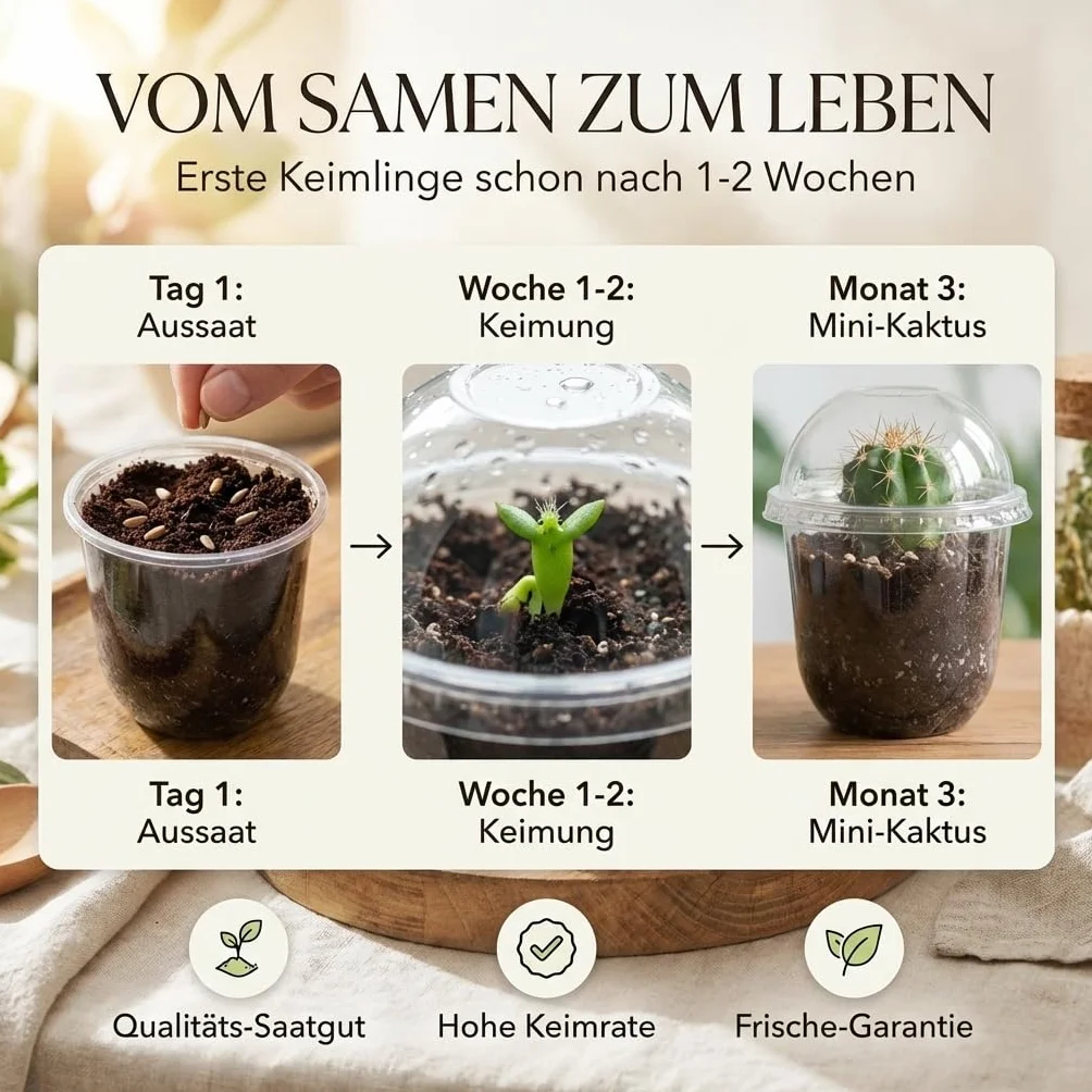 GROW2GO Kit de culture de cactus - Set de plantation mini-serre avec graines et terreau