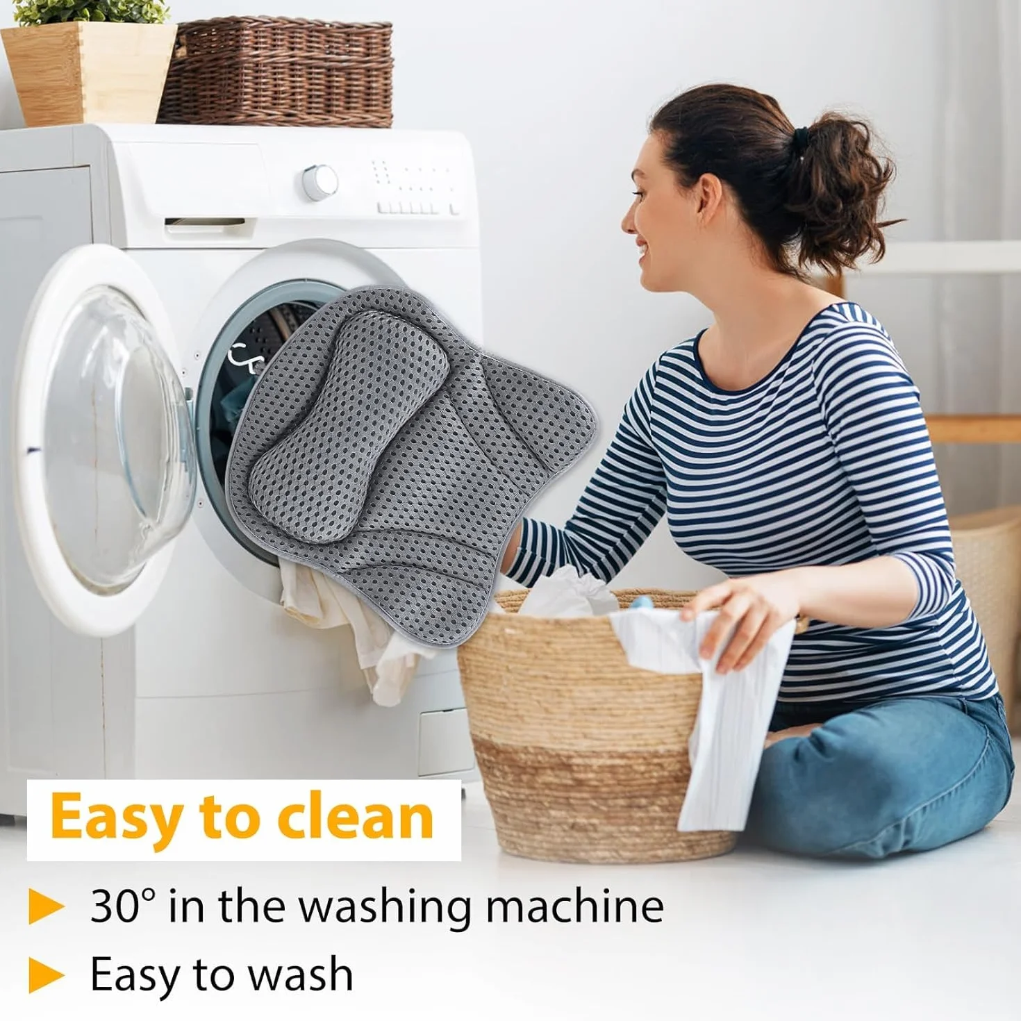 Oreiller de Bain Ergonomique avec Technologie 4D Air Mesh et 6 Ventouses pour Baignoire et Spa